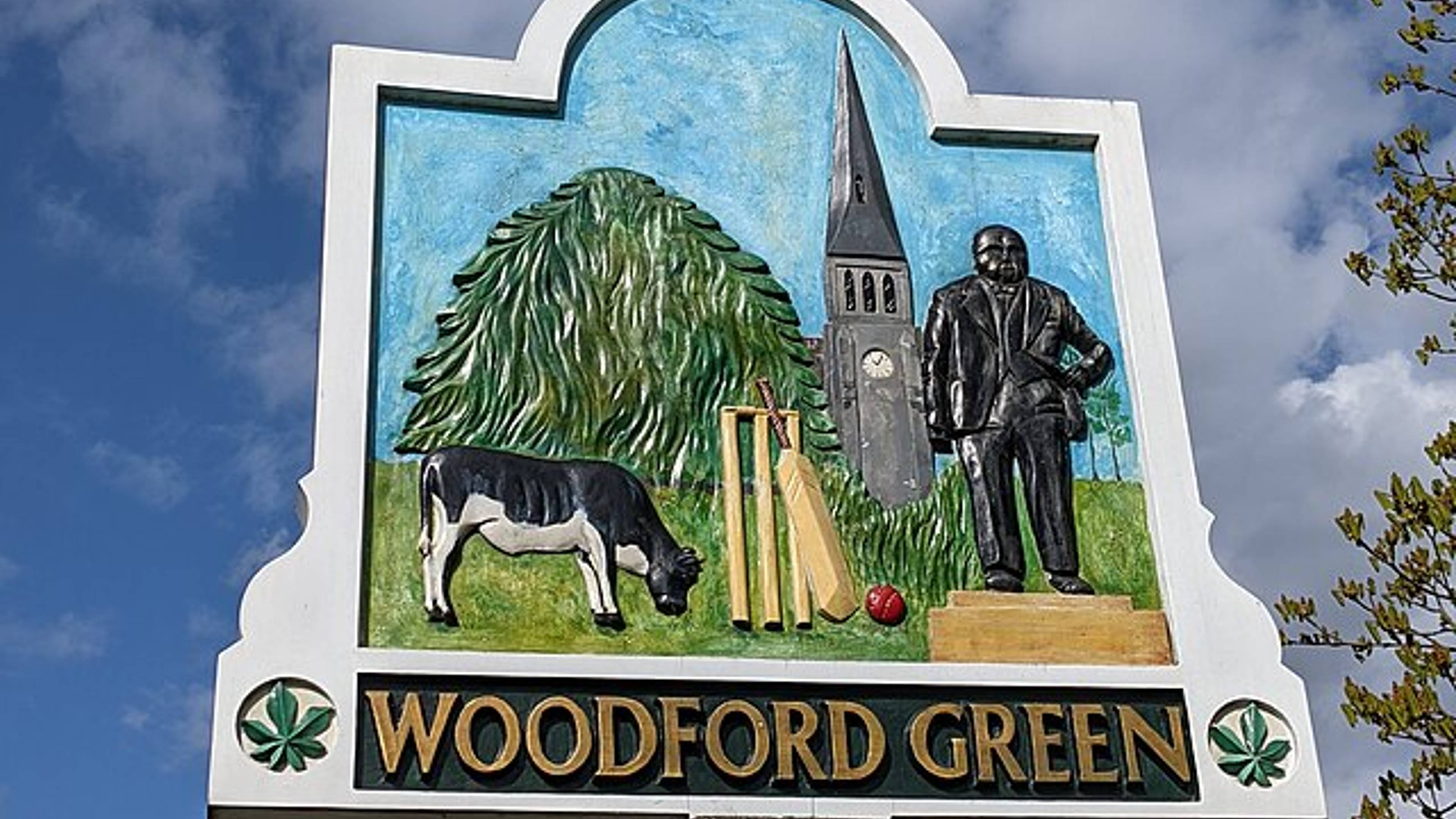 "Village" sign in Woodford Green, London