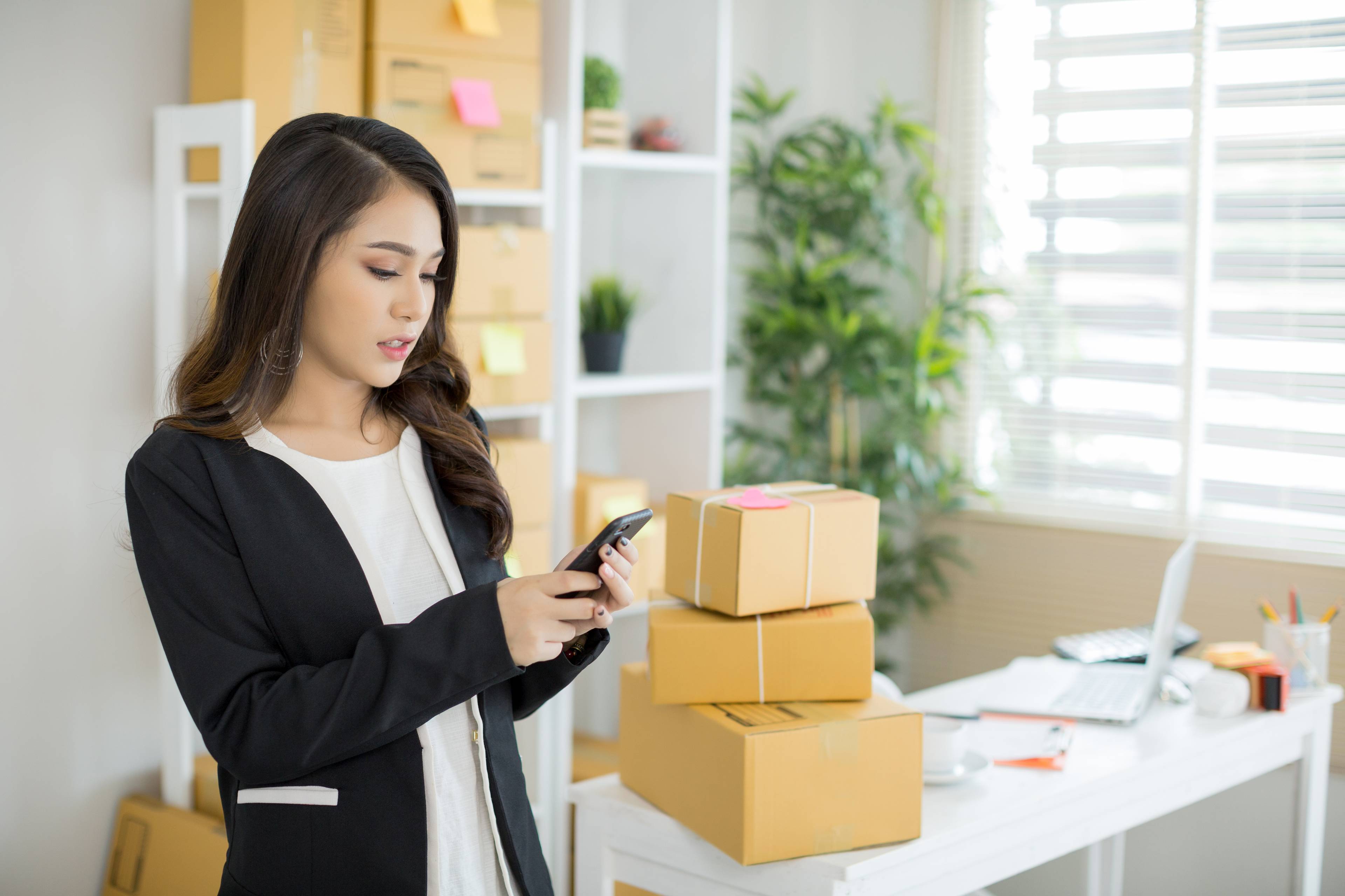 Business owner working from a storage unit