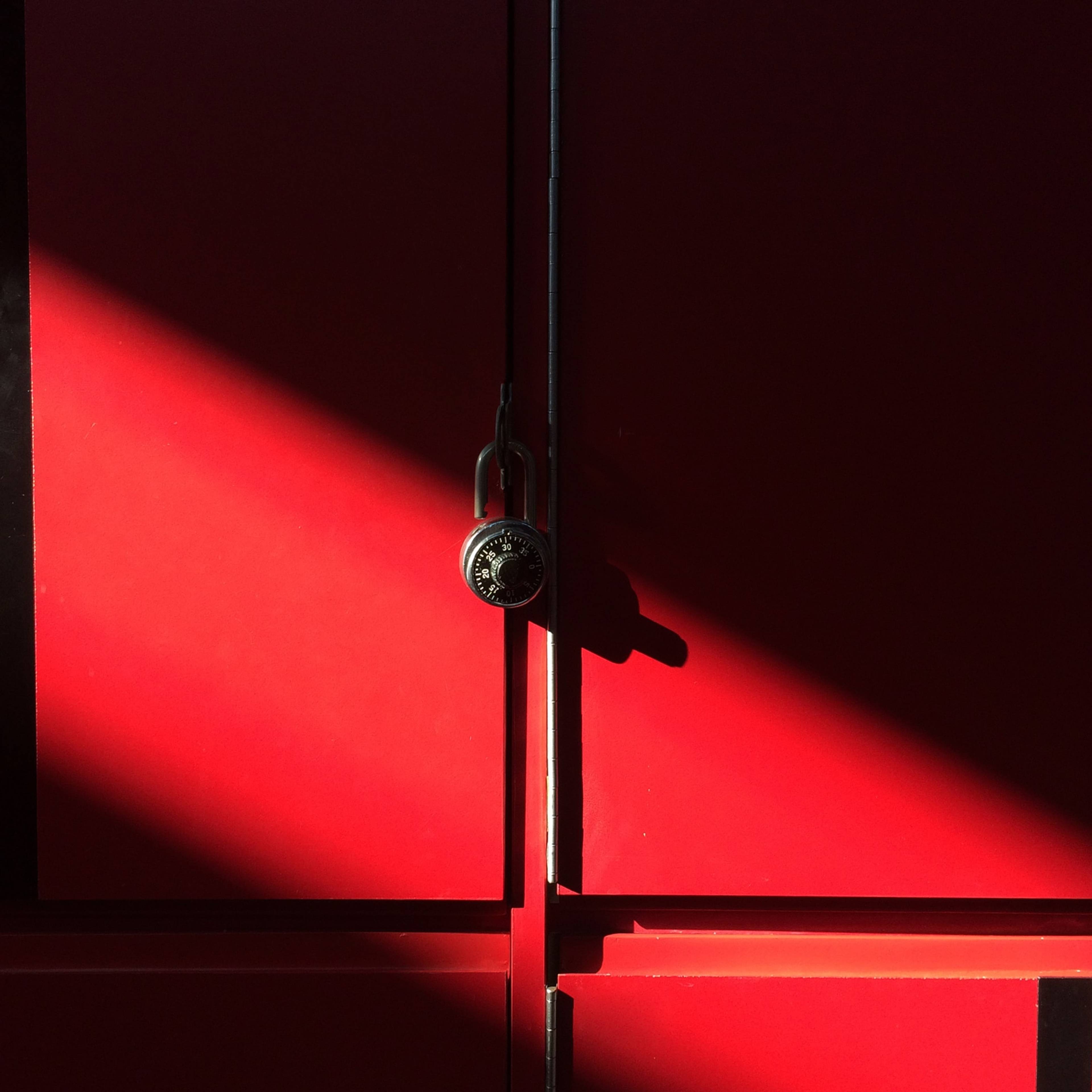 Lock on a red door
