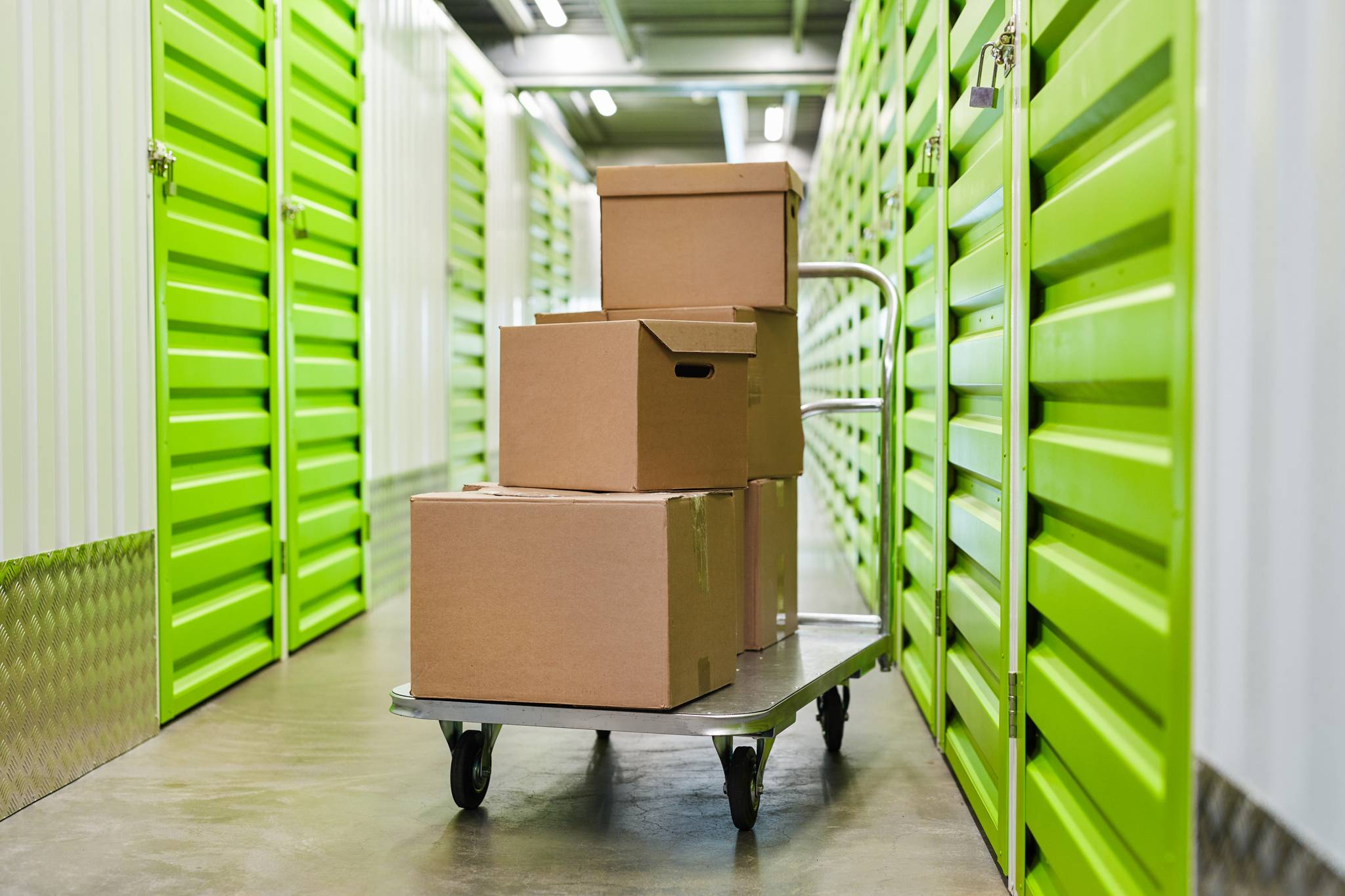box with items from a storage unit