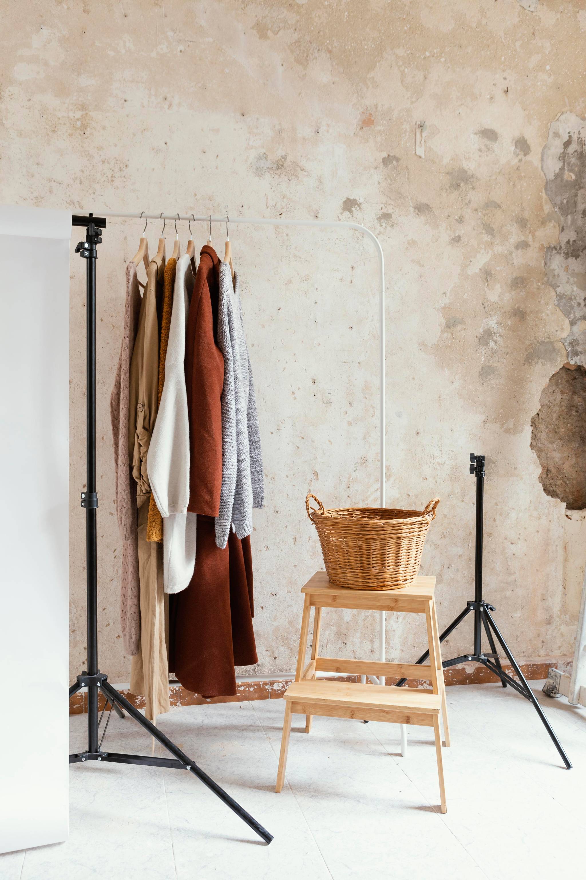 Small photography setup in a studio.