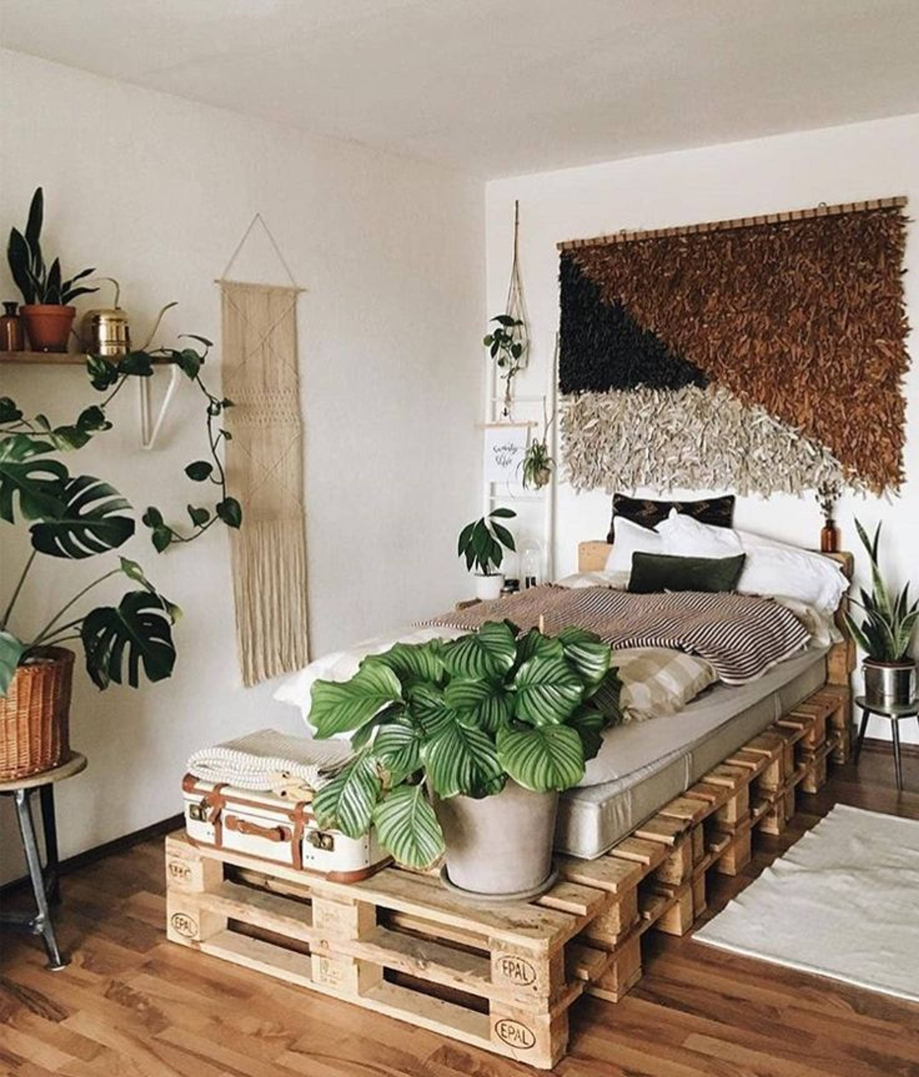 Pallet Bed Frame for Bohemian Bedroom Decor