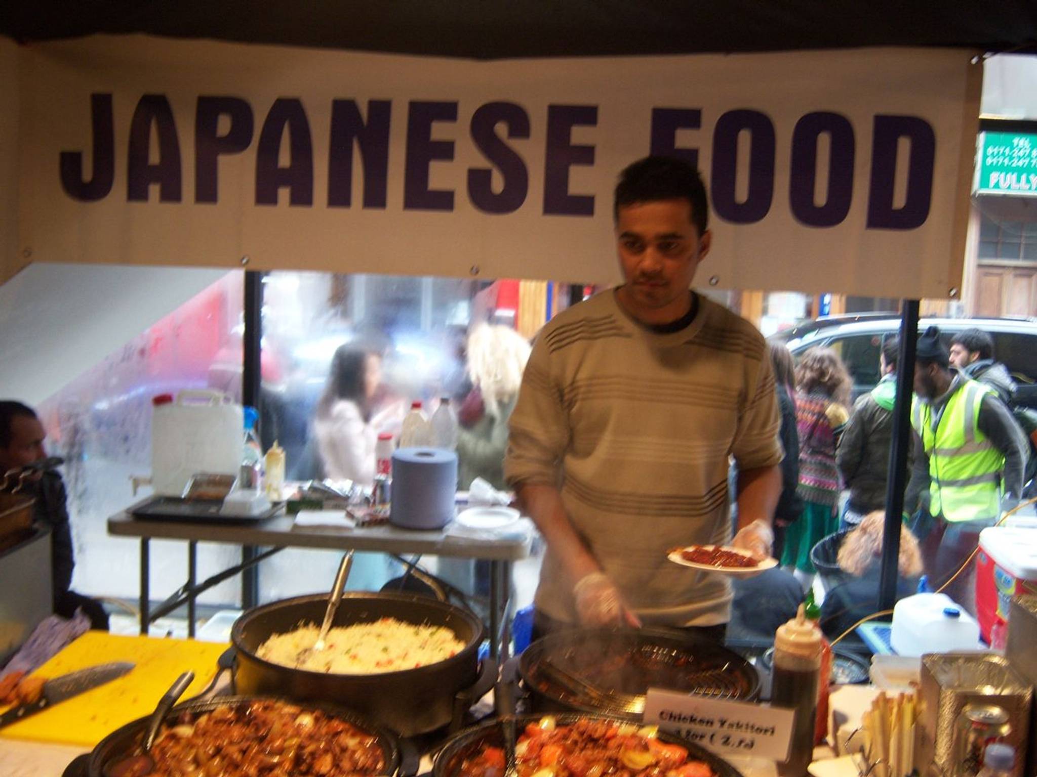 japanese food stall at brick lane market