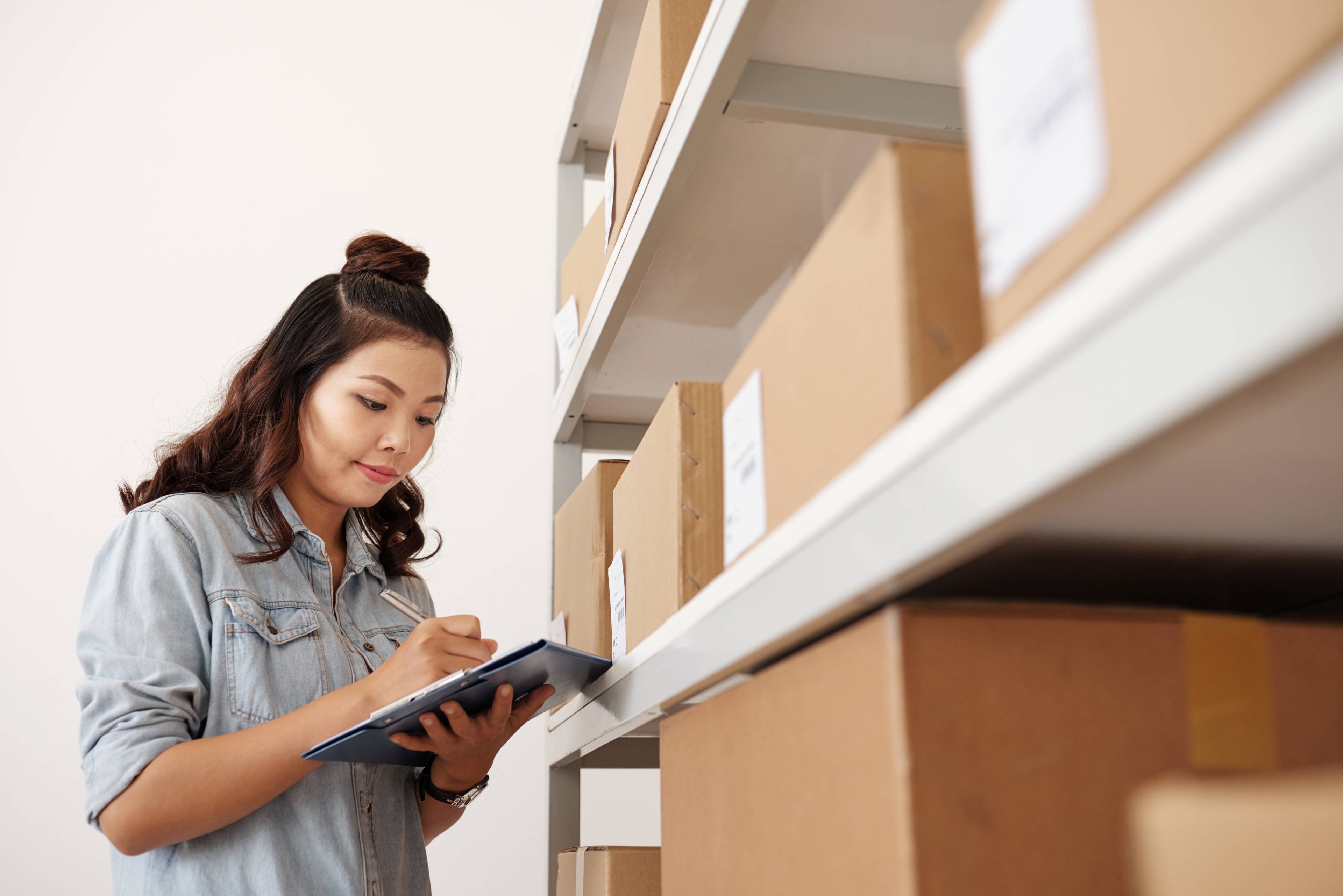 Woman checking inventory