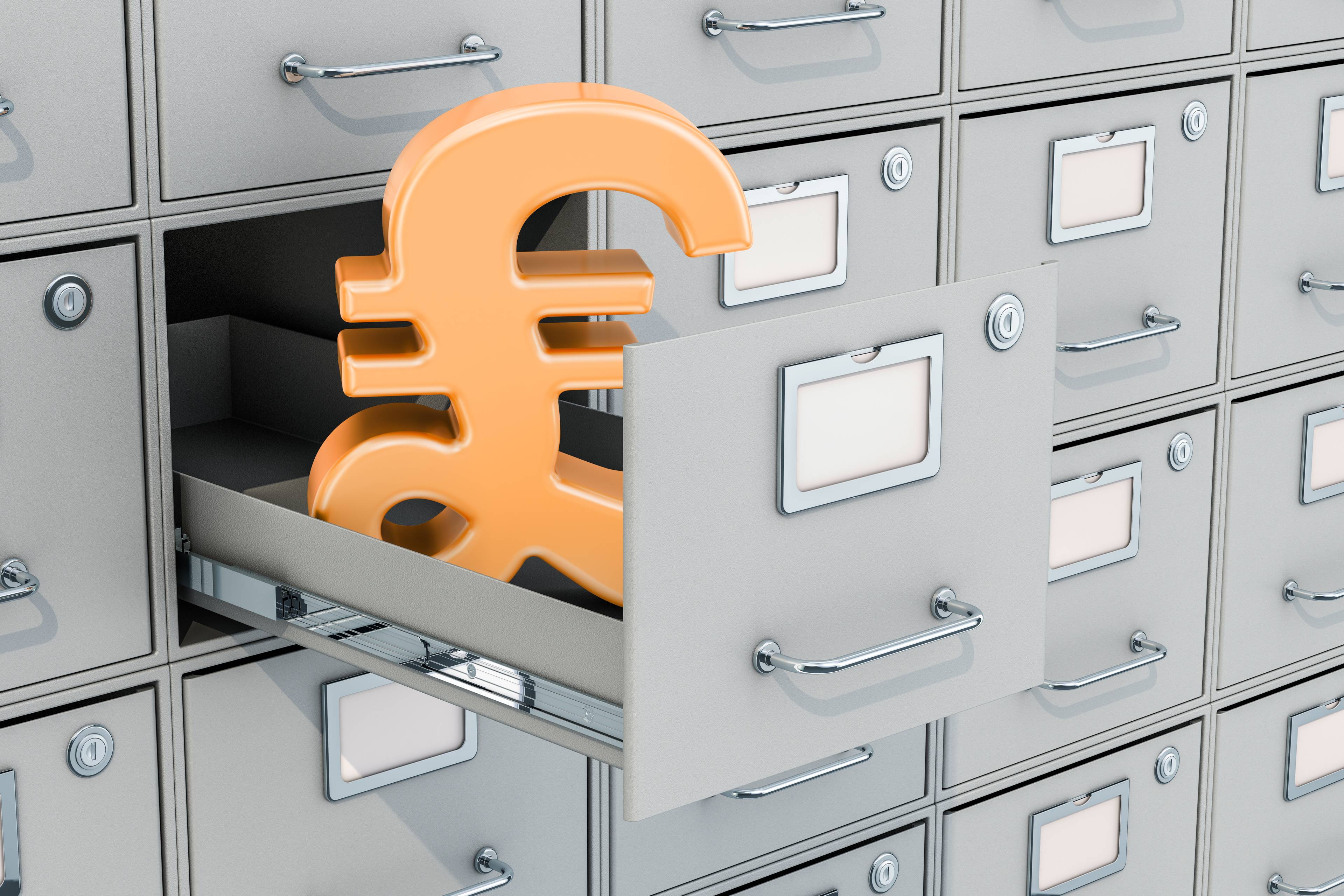 Pound symbol in file cabinet