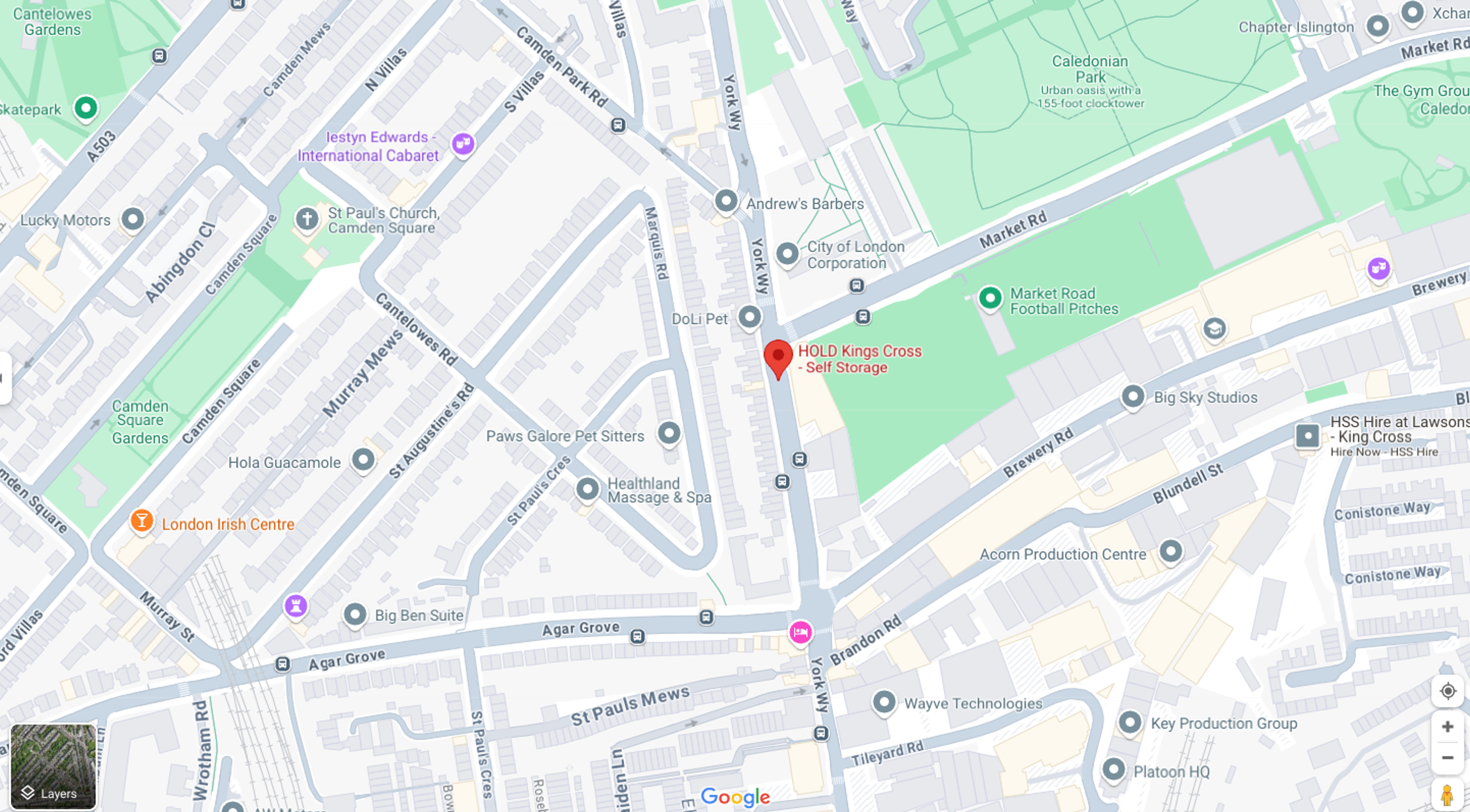 Map showing HOLD storage location