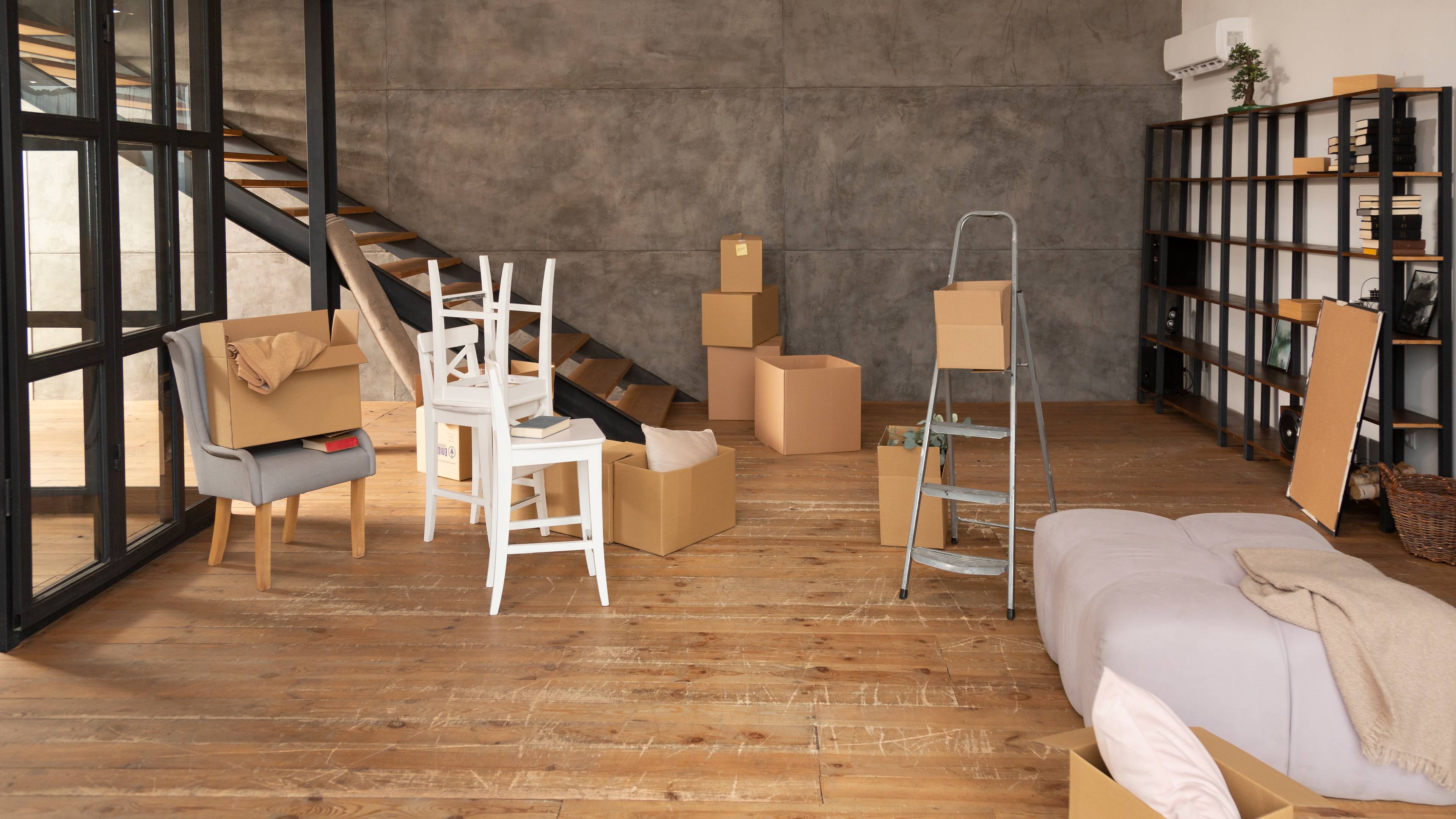 Clean attic with storage