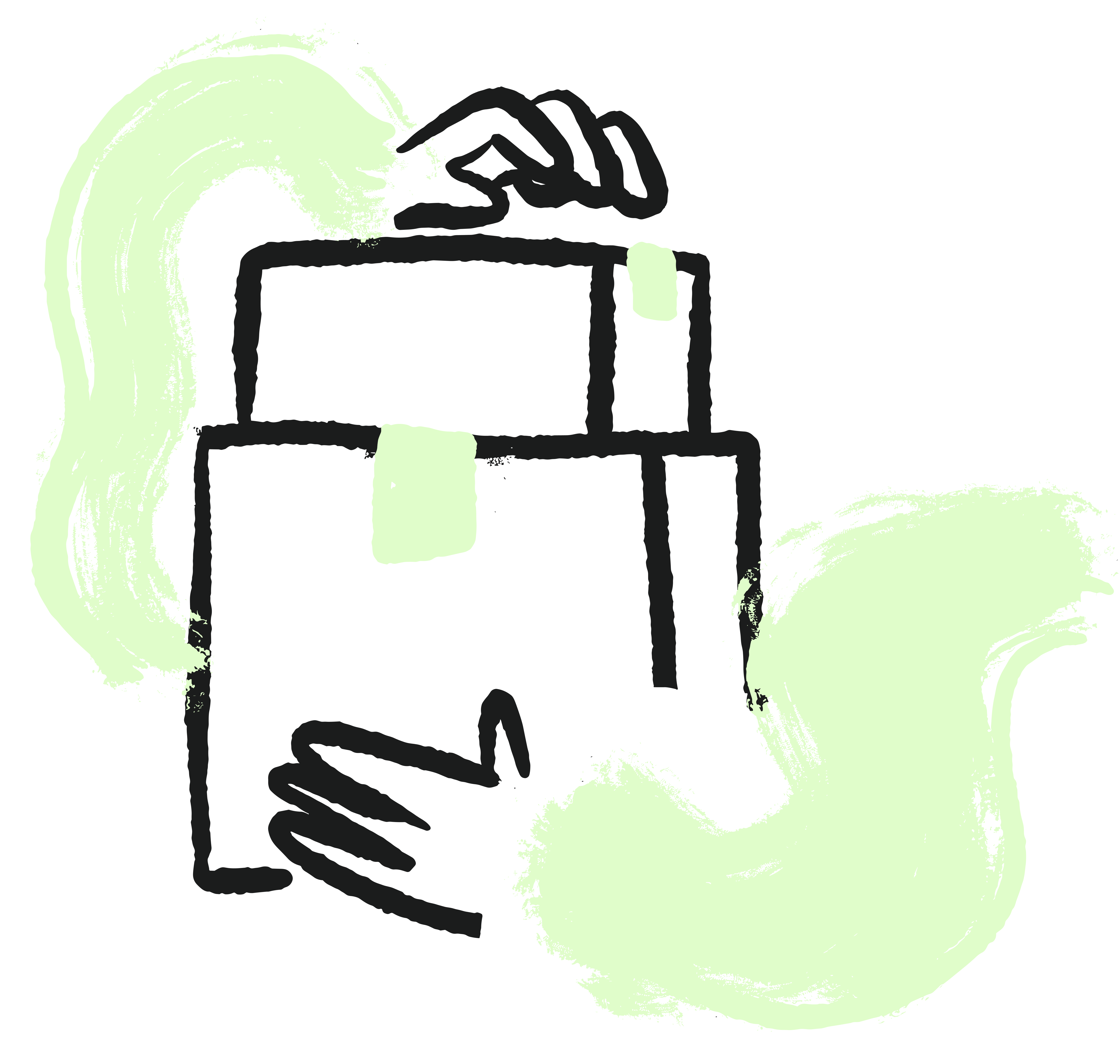 illustration of smiling man carting speech bubbles on trolley