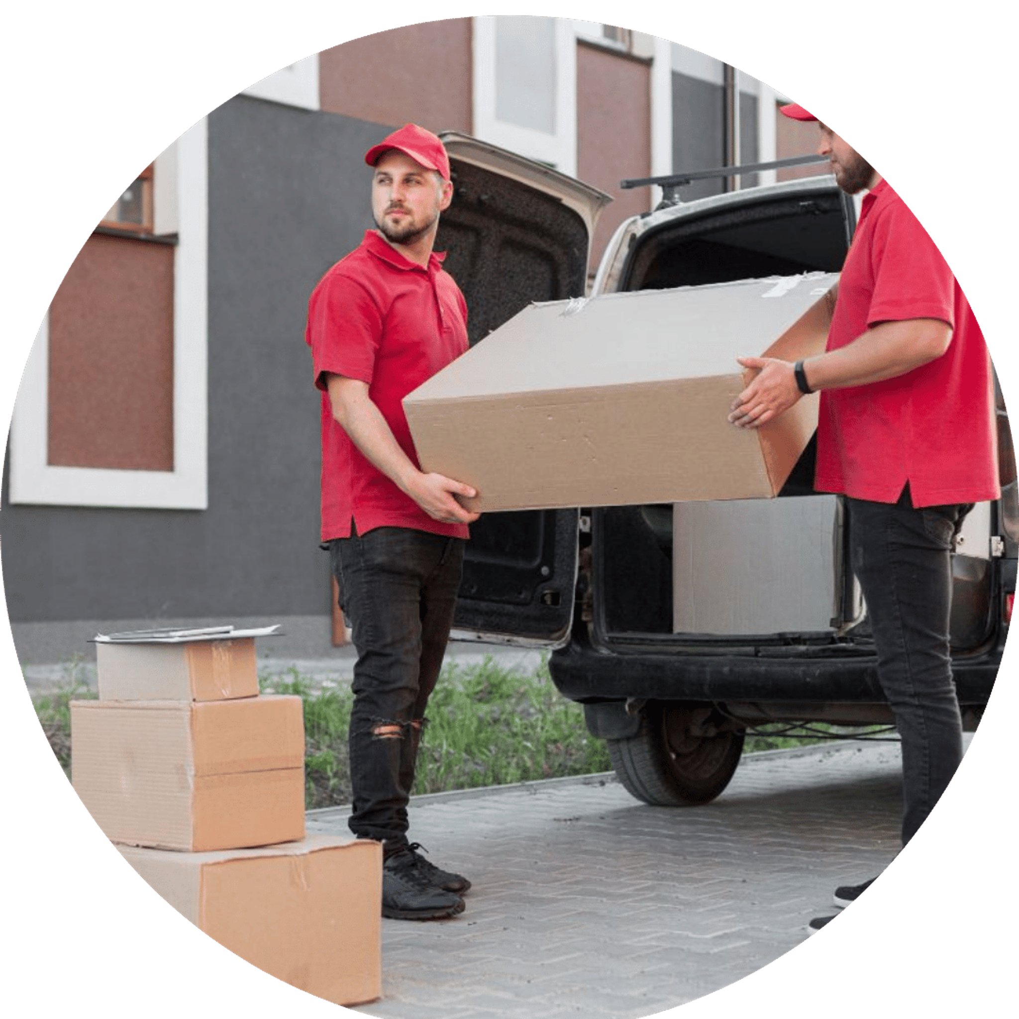 removal men unloading van
