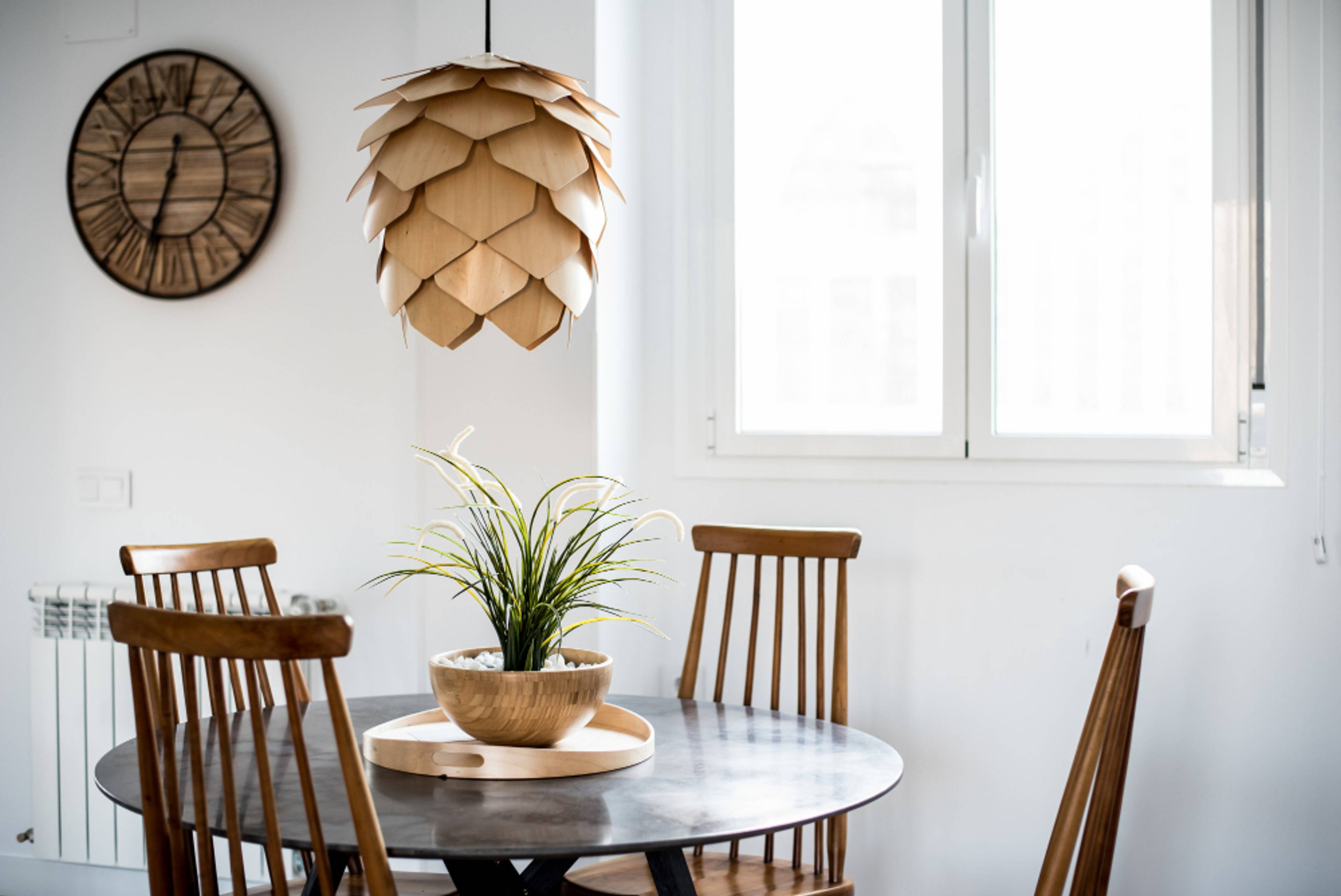 dining table chairs well lit stylish room