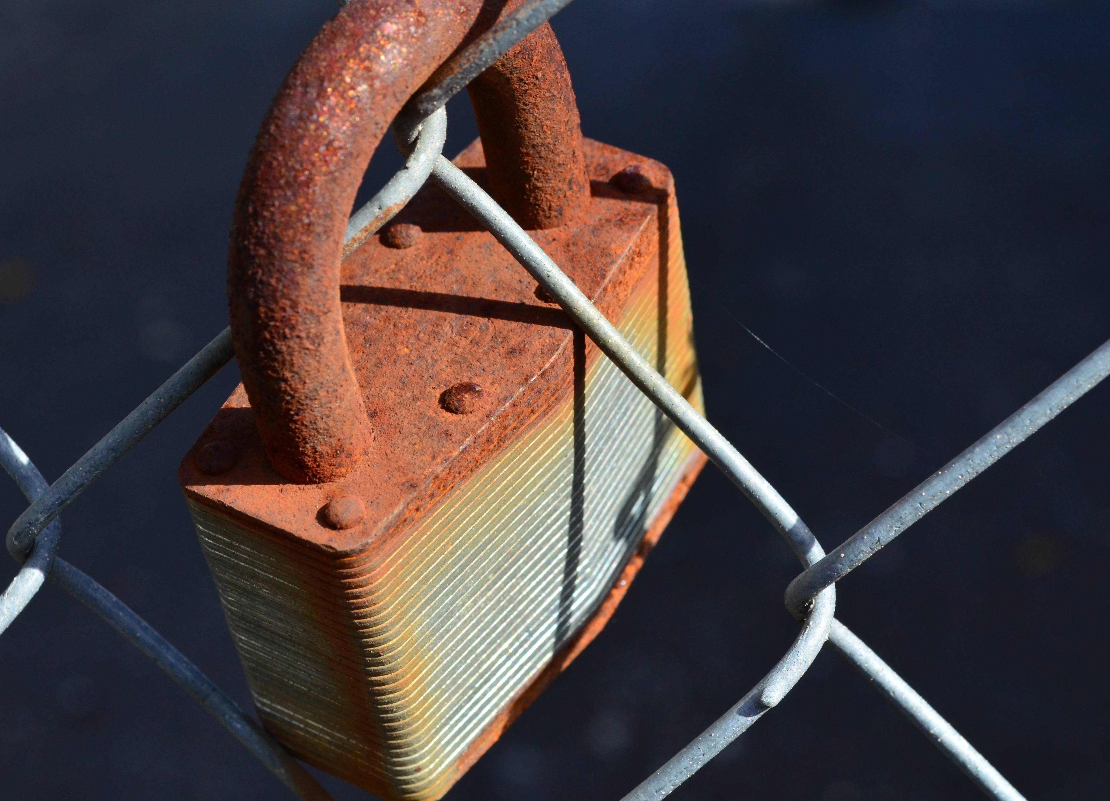 A rusty, old lock.