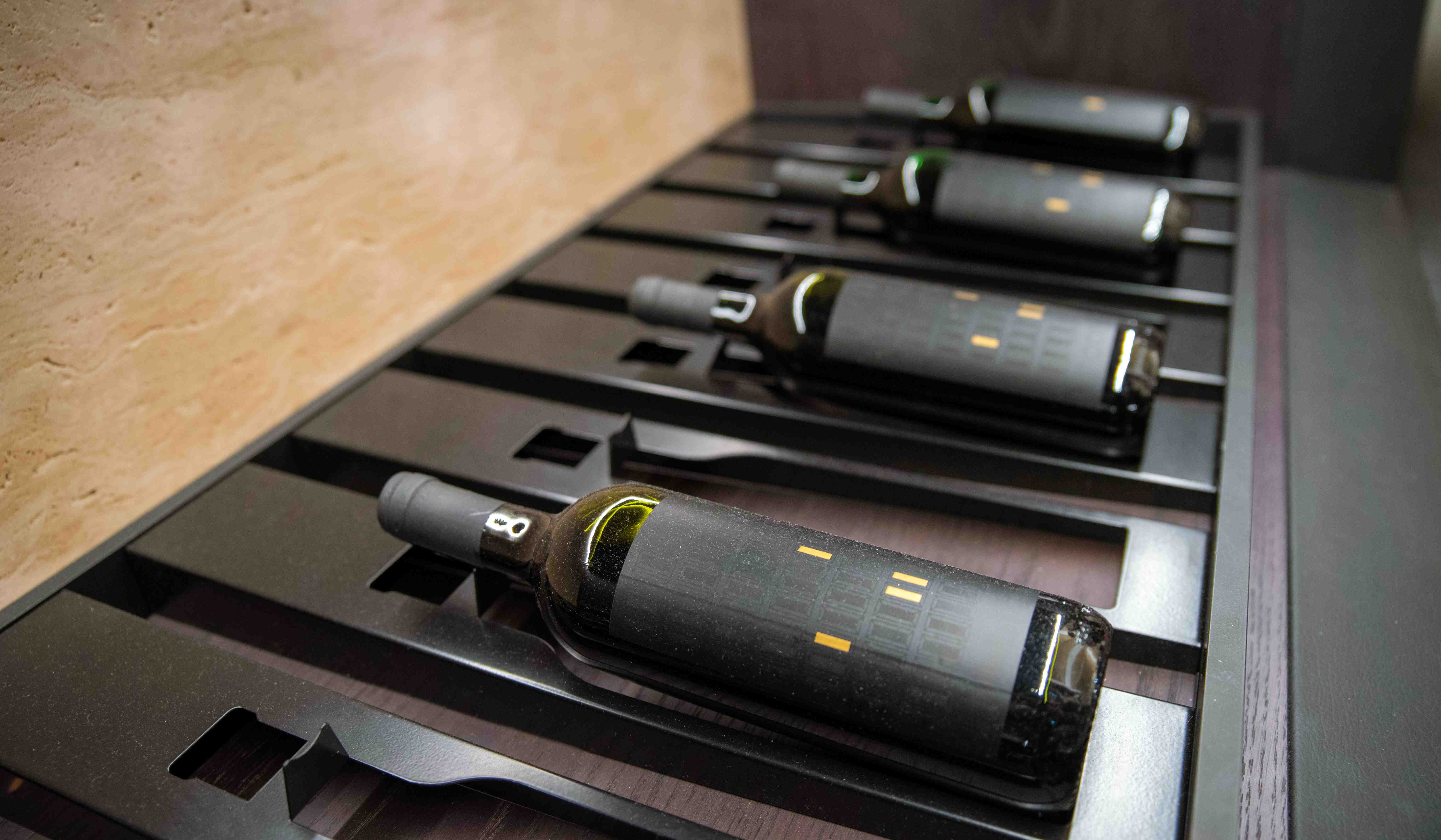 fine wine in storage on rack