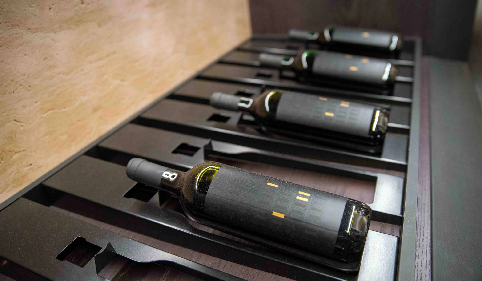 fine wine in storage on rack