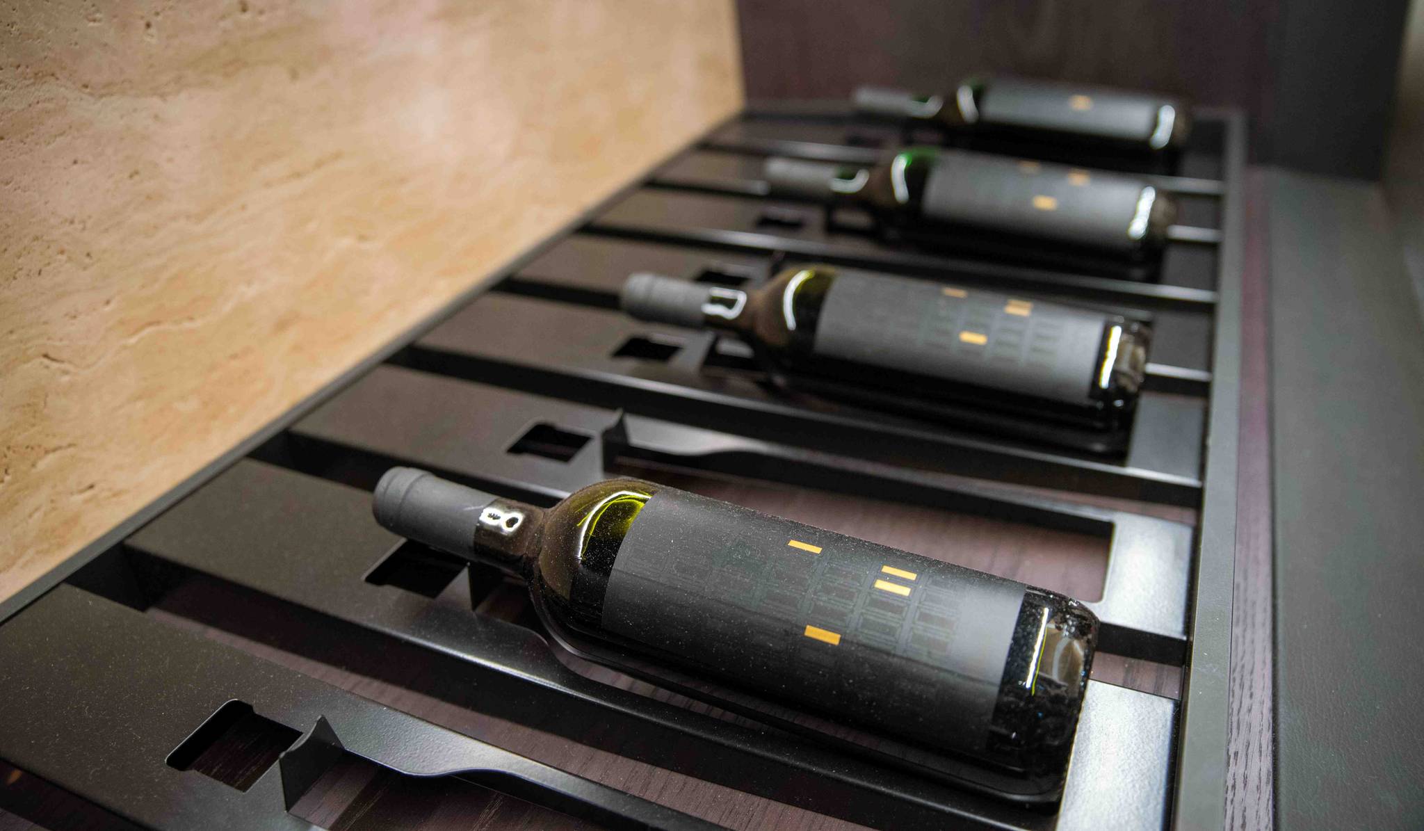 fine wine in storage on rack