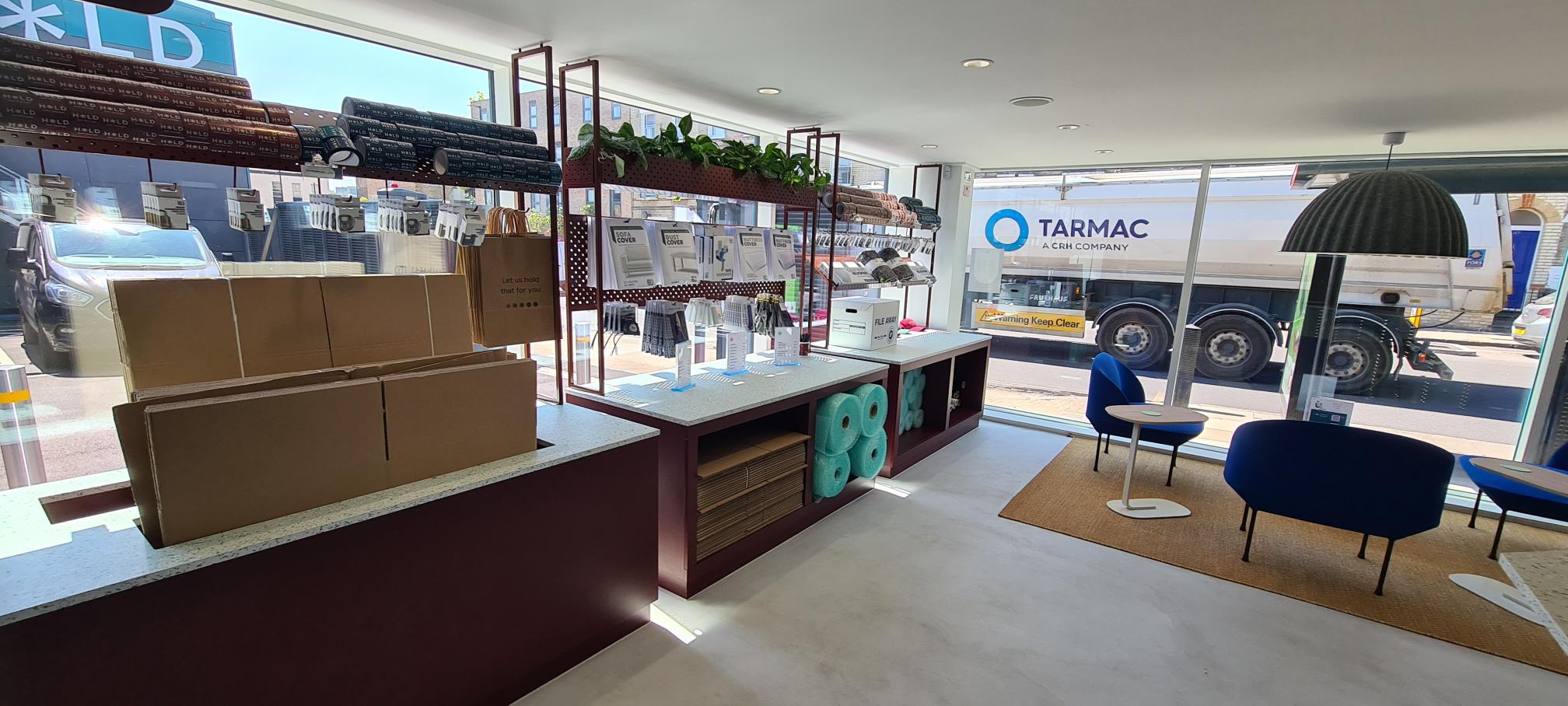 HOLD office with boxes