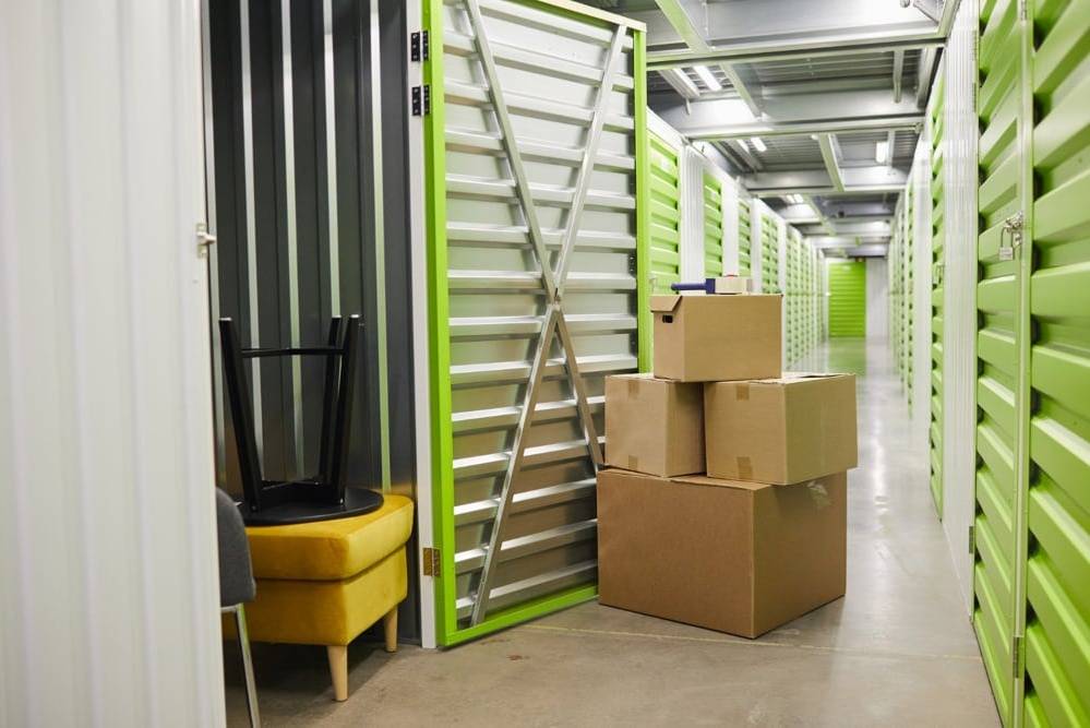Boxes being moved into storage