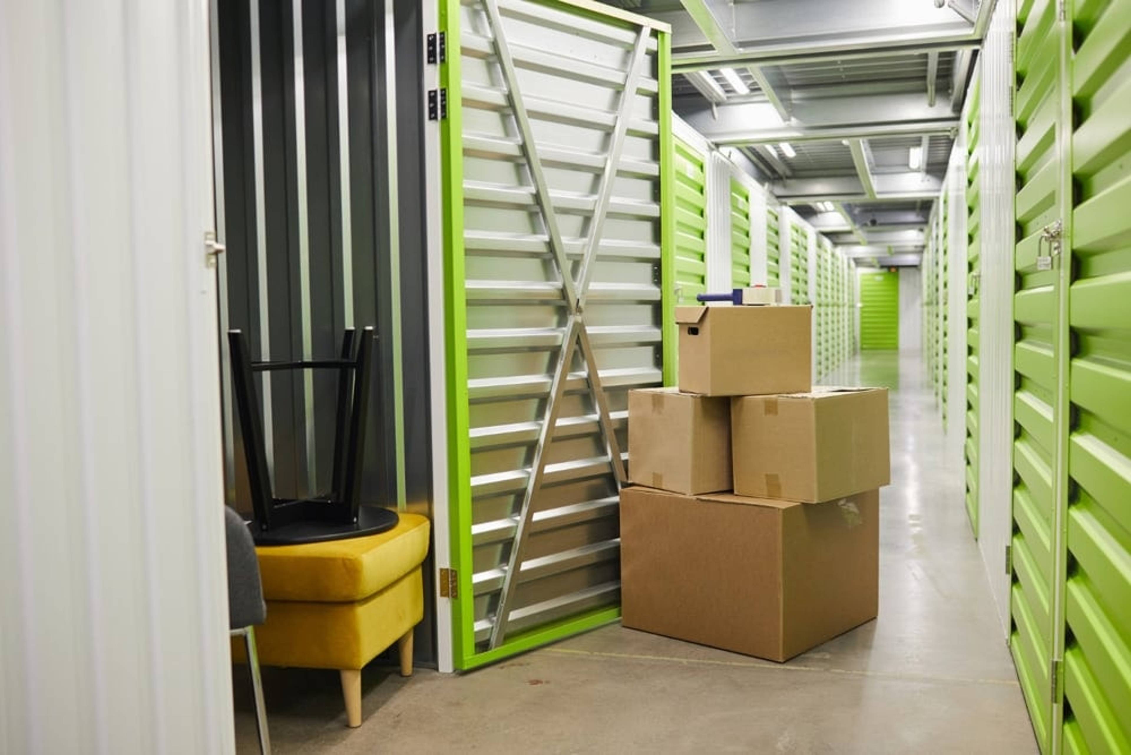Boxes being moved into storage