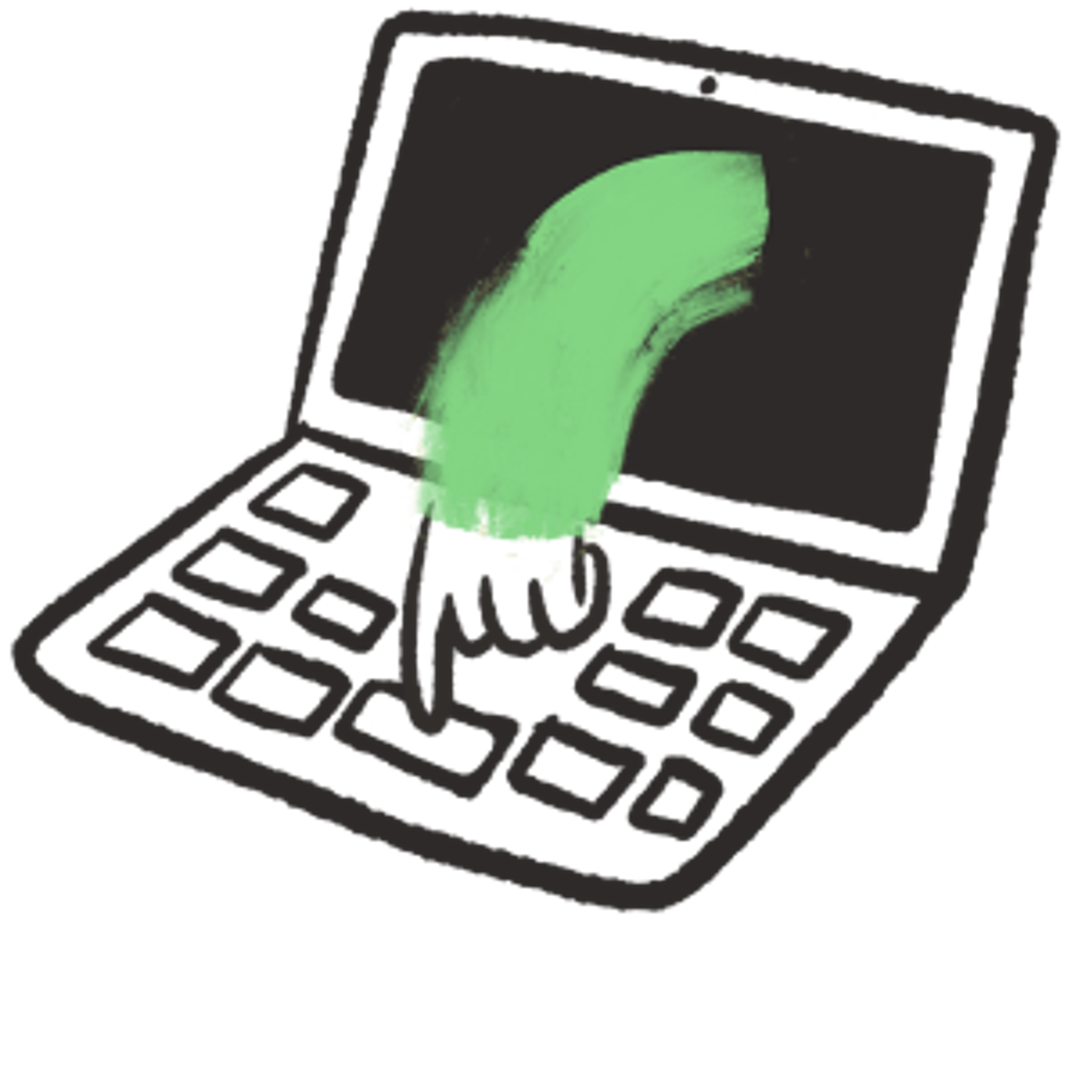 hand on computer