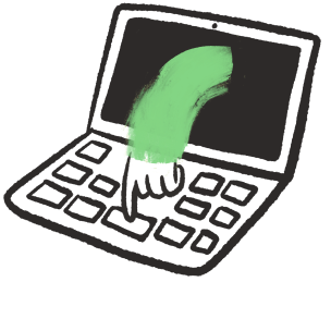 hand on computer