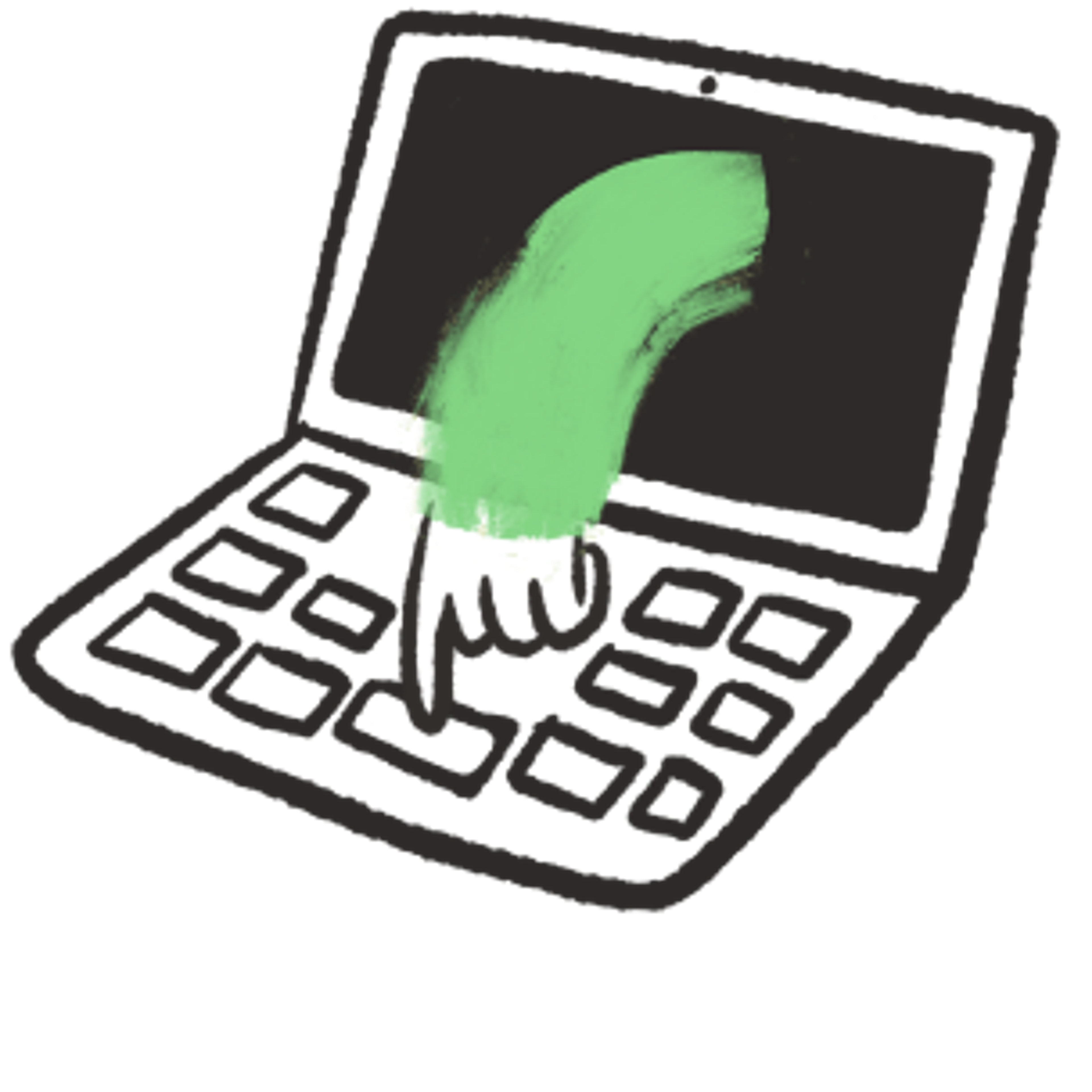 Hand on computer