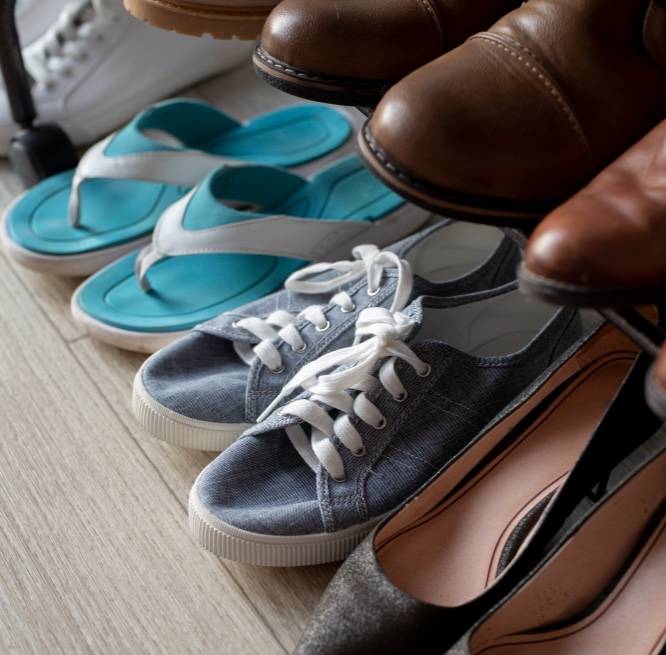 shoes on shoe rack