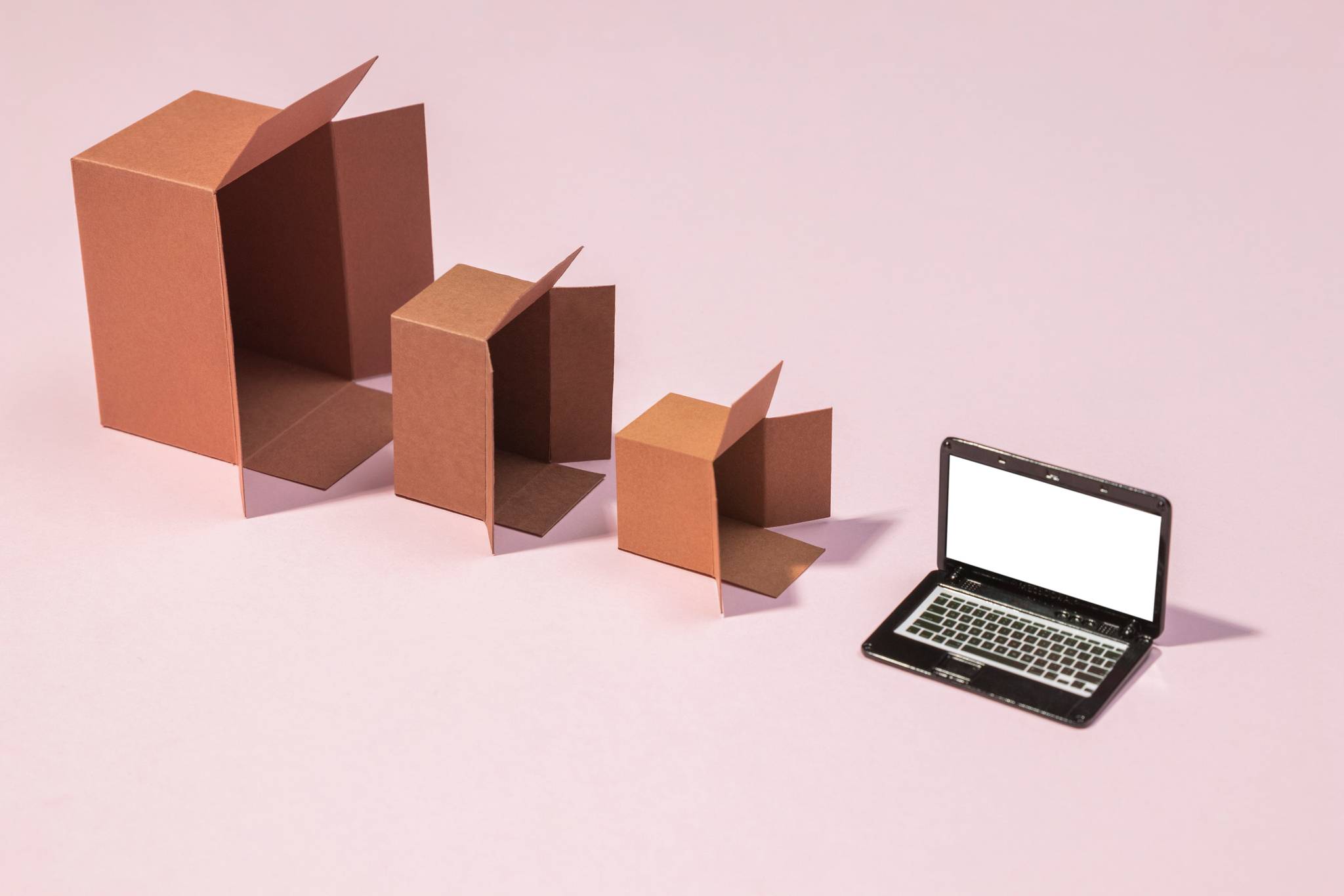 boxes and laptop