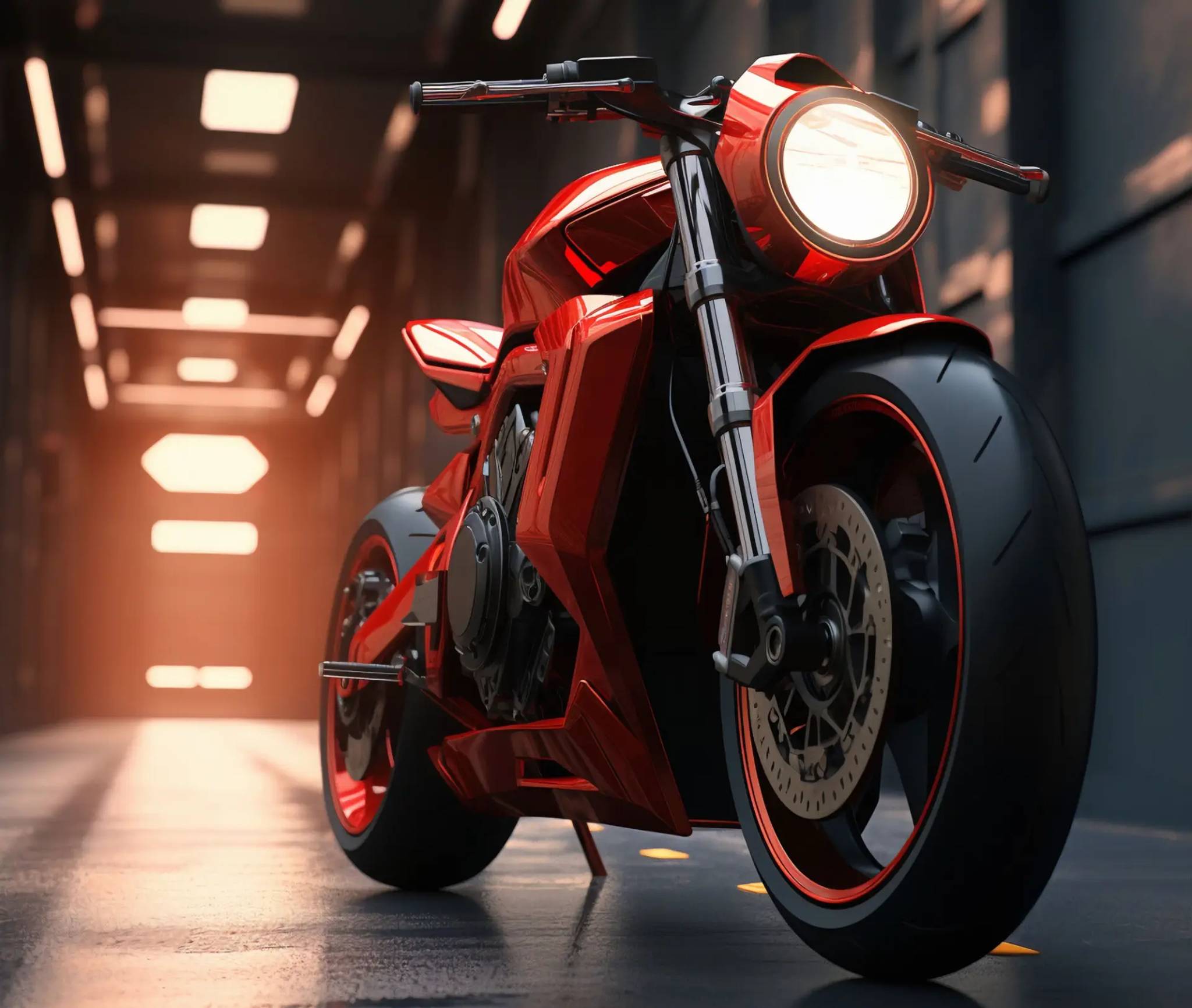 red motorbike in facility