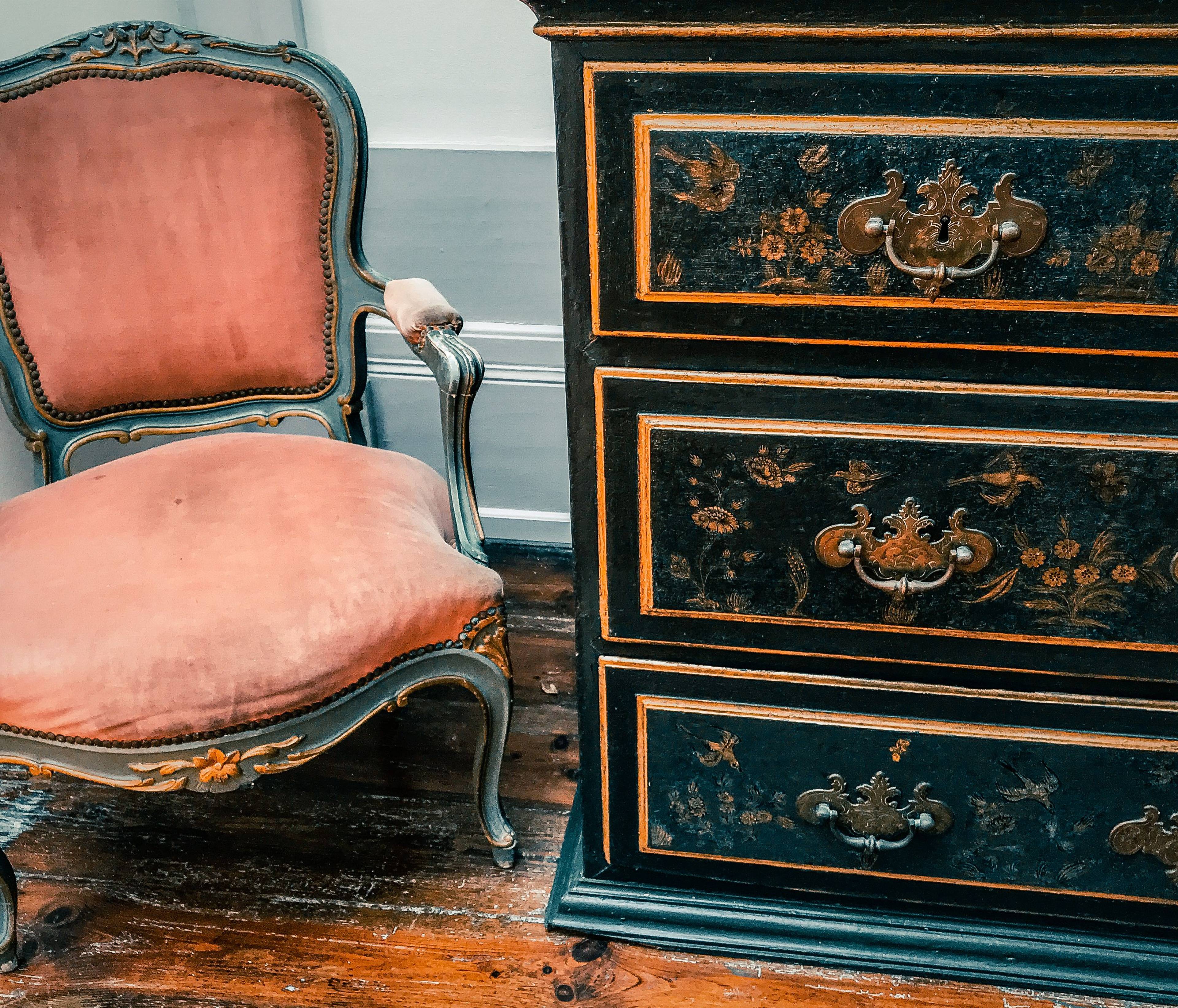 antique chair and drawers
