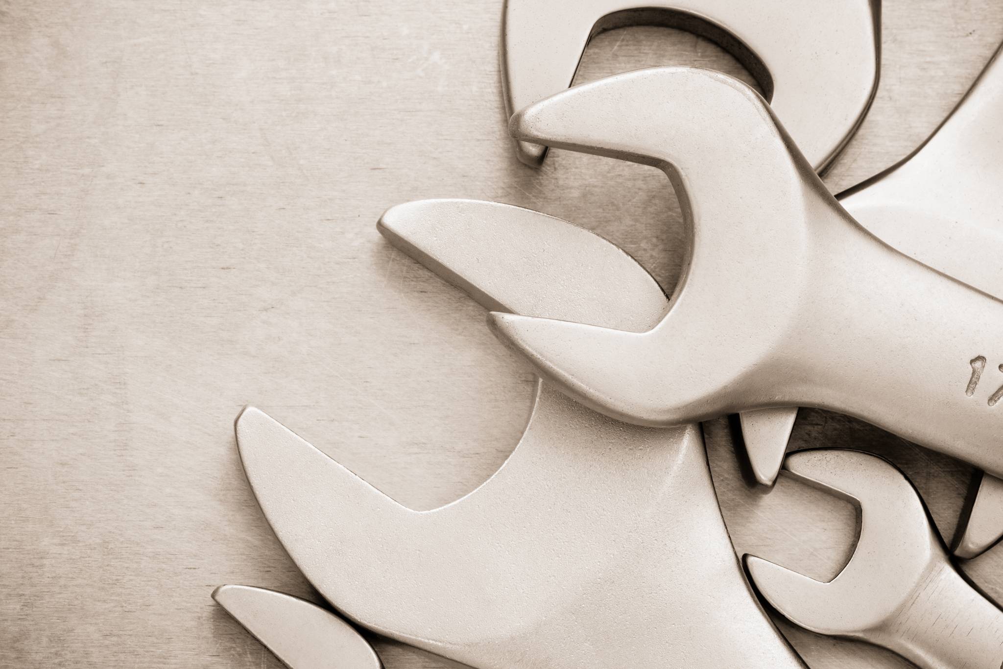 Close up of wrenches