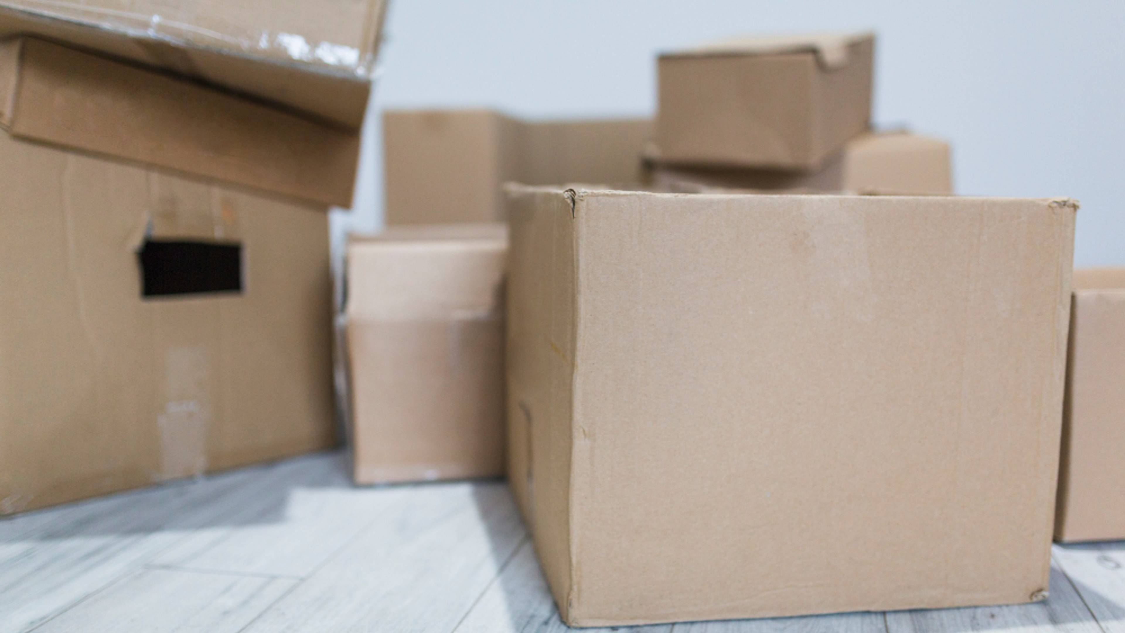 Empty boxes left in a room