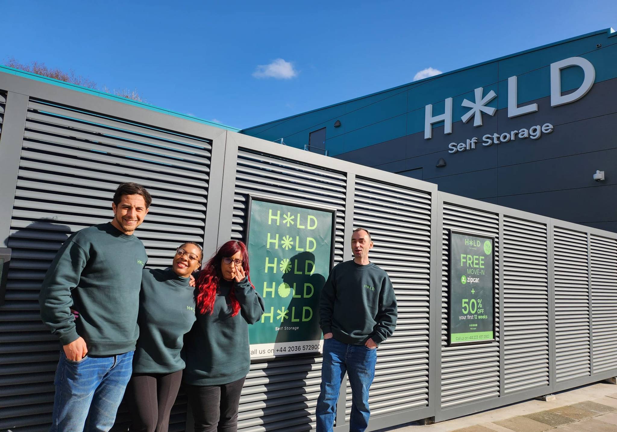 Hold storage team outside facility