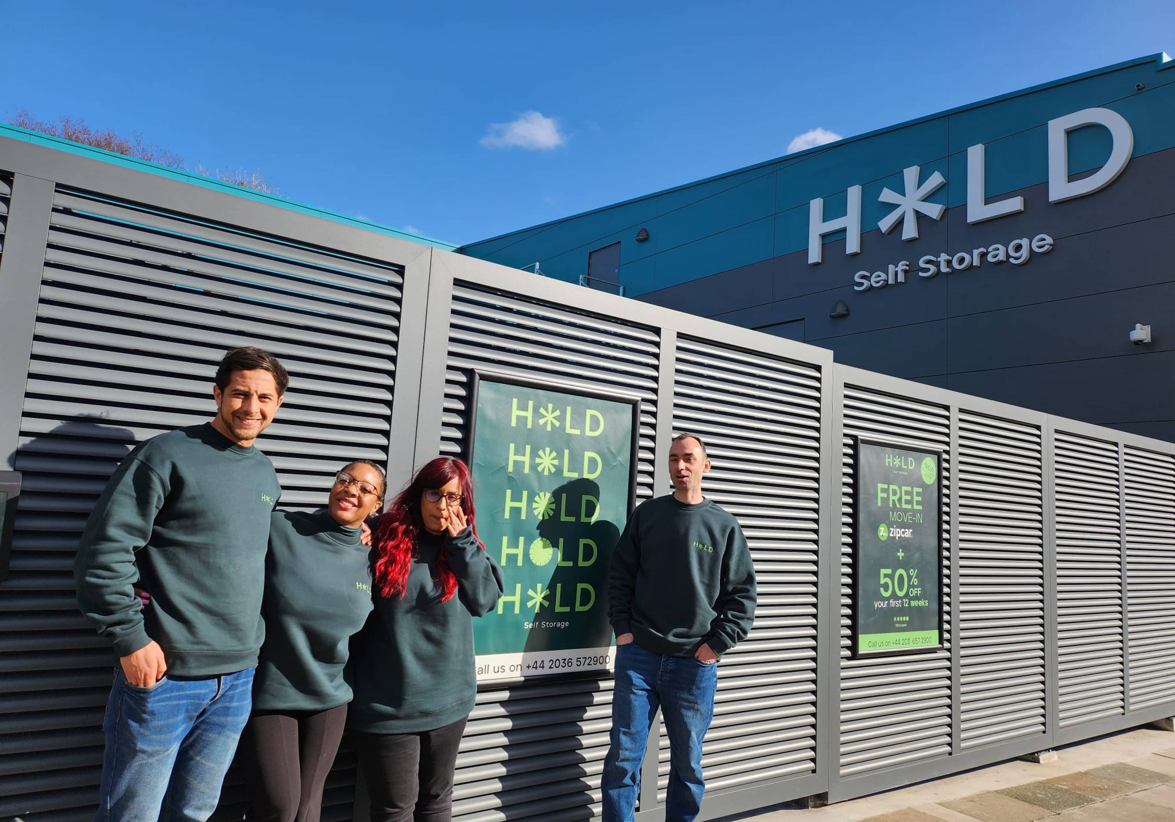 Hold storage team outside facility