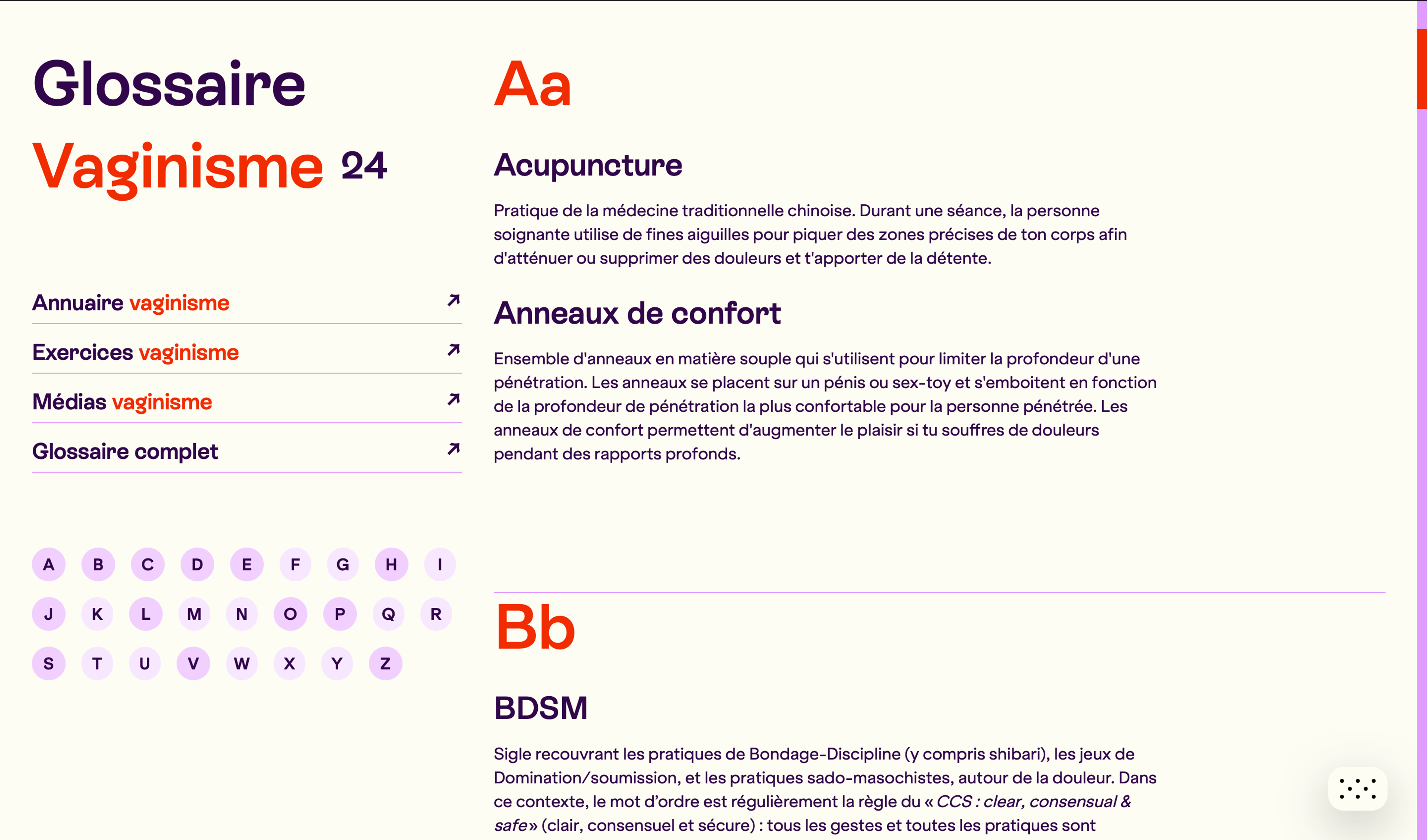 Glossary specific to vaginismus.