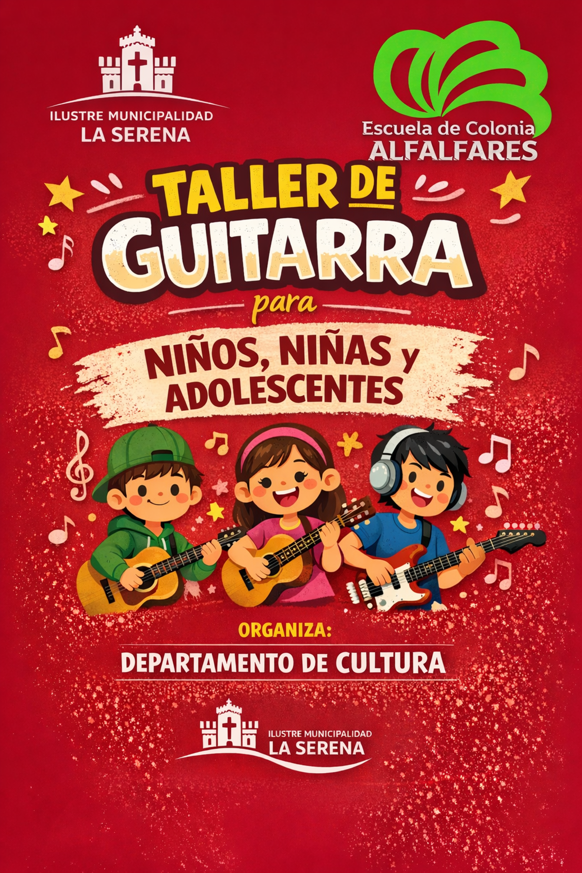 Taller de guitarras para niñas, niños y adolescentes.