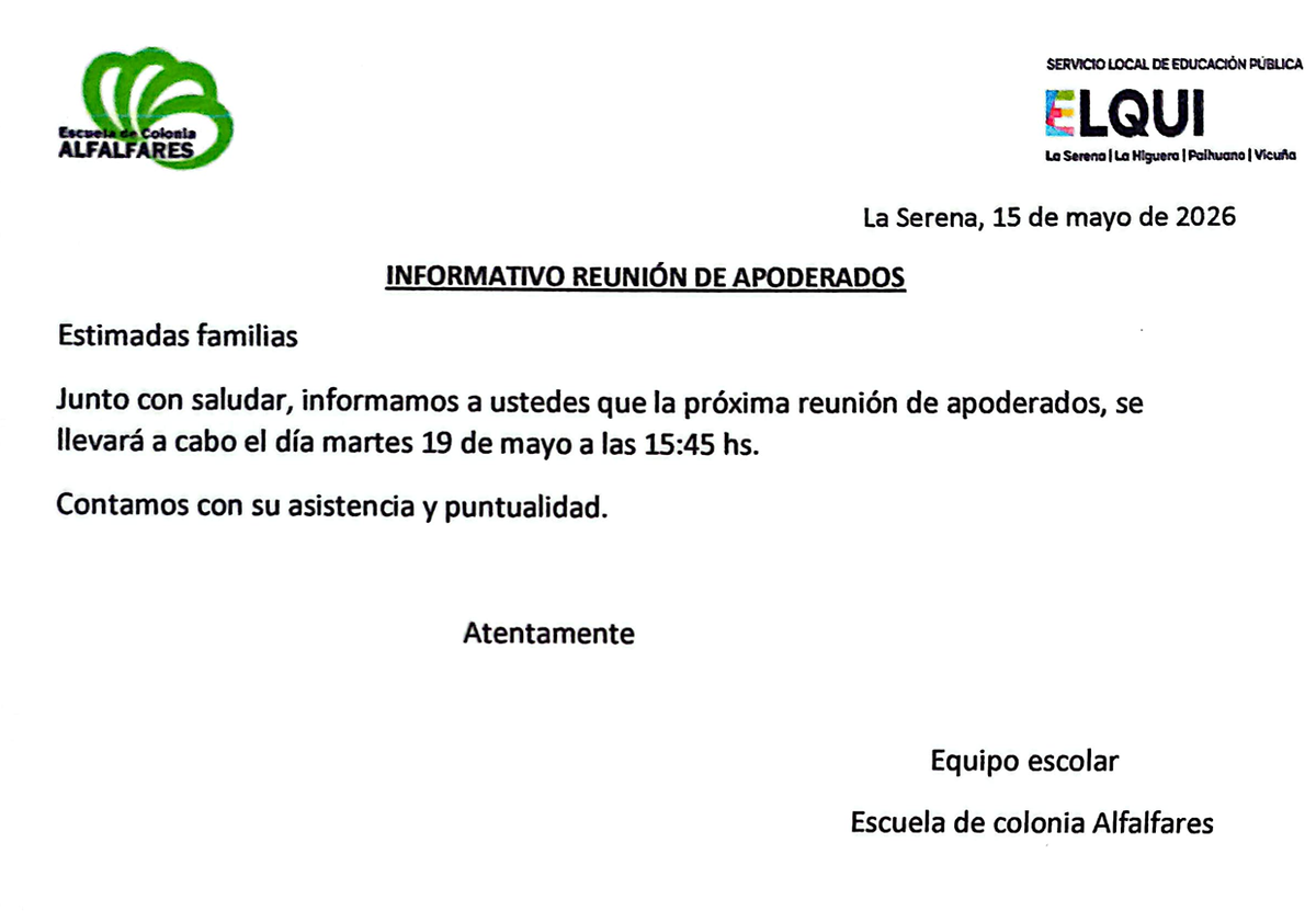 Informativo reunión de apoderados
