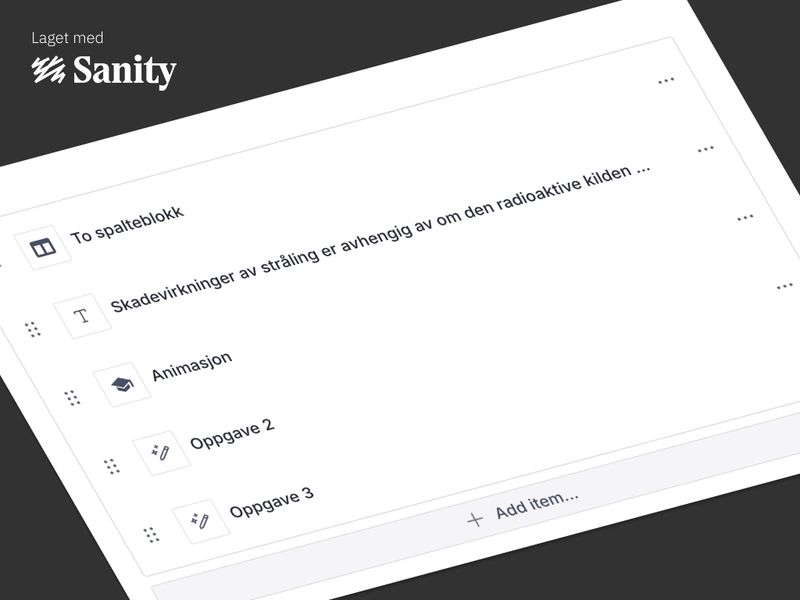 Illustrasjonsbilde av et blokkbasert grensesnitt laget med Sanity Studio