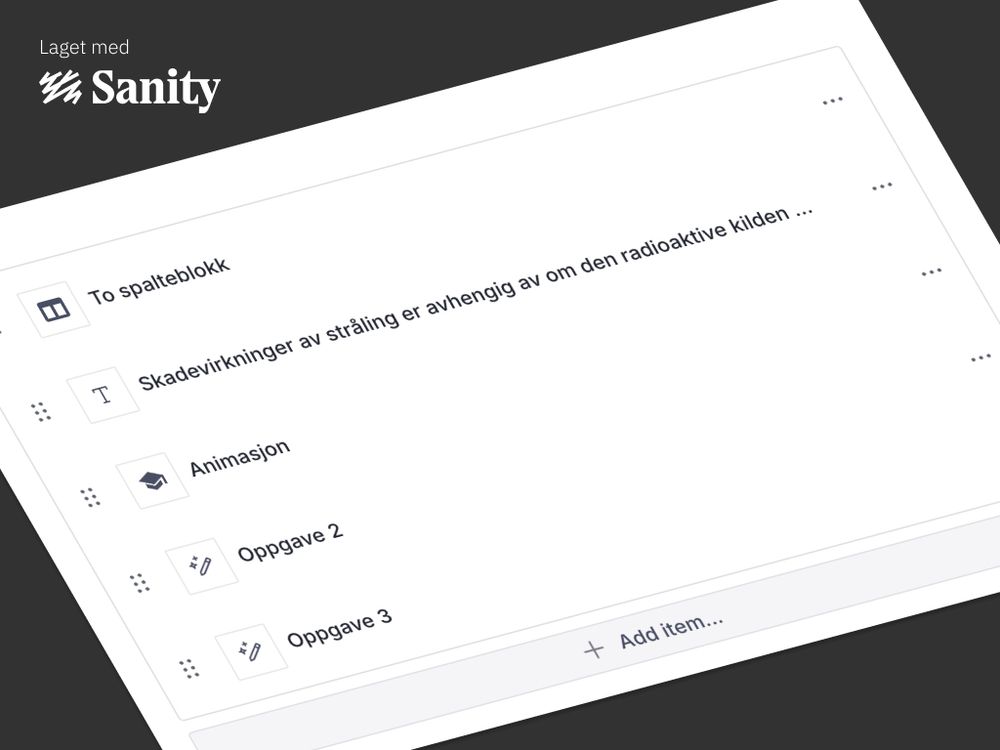 Illustrasjonsbilde av et blokkbasert grensesnitt laget med Sanity Studio