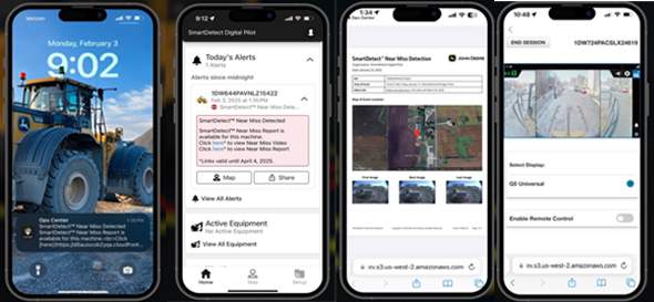 John Deere Operations Center mobile showing SmartDetect Digital reporting capabilities.