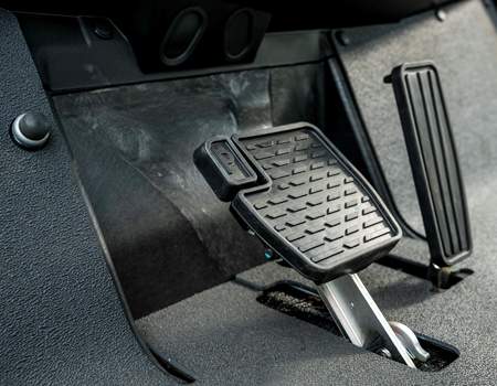 Go, brake, and park brake latch pedals