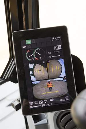 Standard right, rear, left camera system displayed in new 203-mm (8-in.) monitor