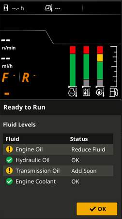 Easily view the auto daily fluid checks on the display