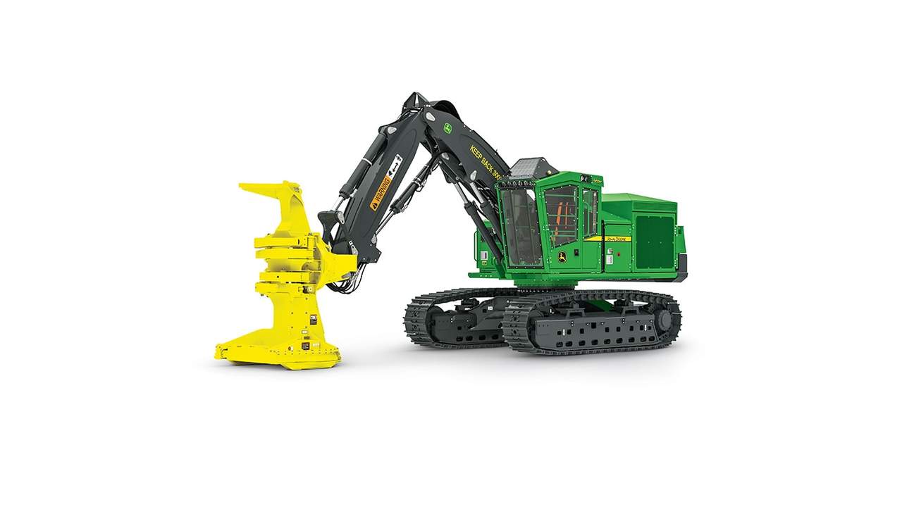953M Tracked Feller Buncher on white background