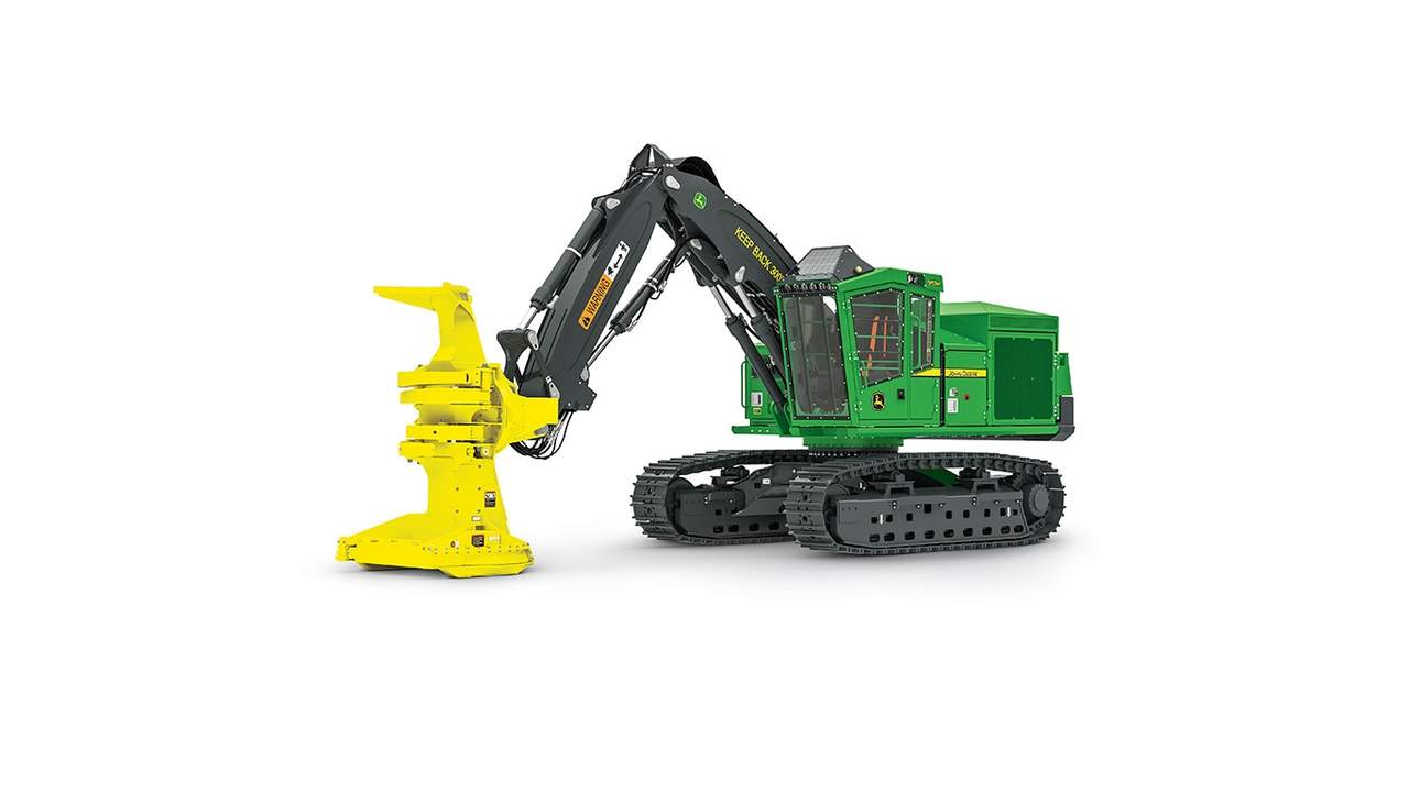 953M Tracked Feller Buncher on white background