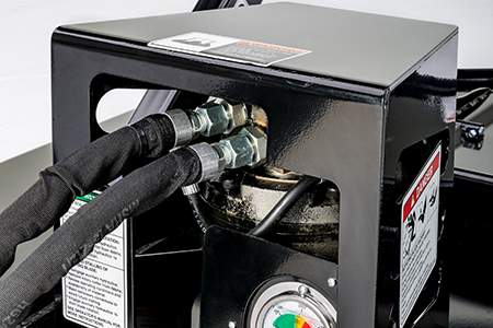 Motor cover protecting hydraulic hose connections