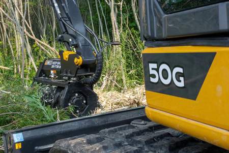 50G Compact Excavator with ME36 Mulching Head attachment