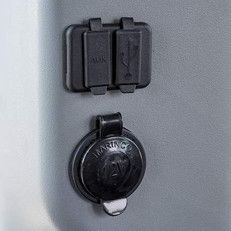 Additional 12V accessory outlet, USB, and auxiliary port