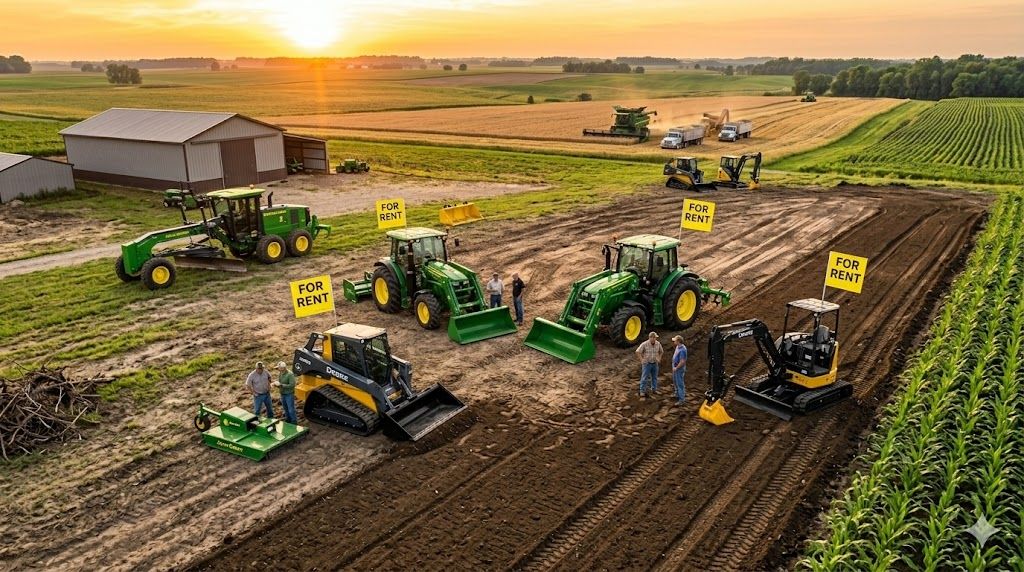 Agricultural equipment rental supporting seasonal farm work and crop production