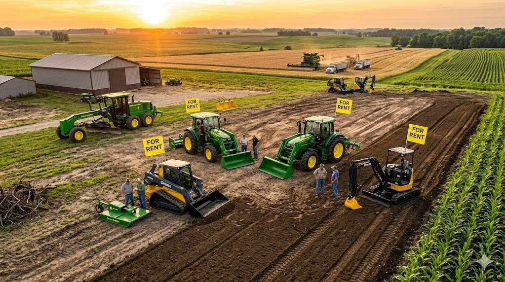 Agricultural equipment rental supporting seasonal farm work and crop production