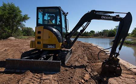 35G Excavator equipped with PC Series Plate Compactor