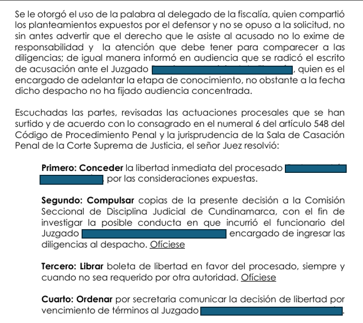 Libertad en proceso penal